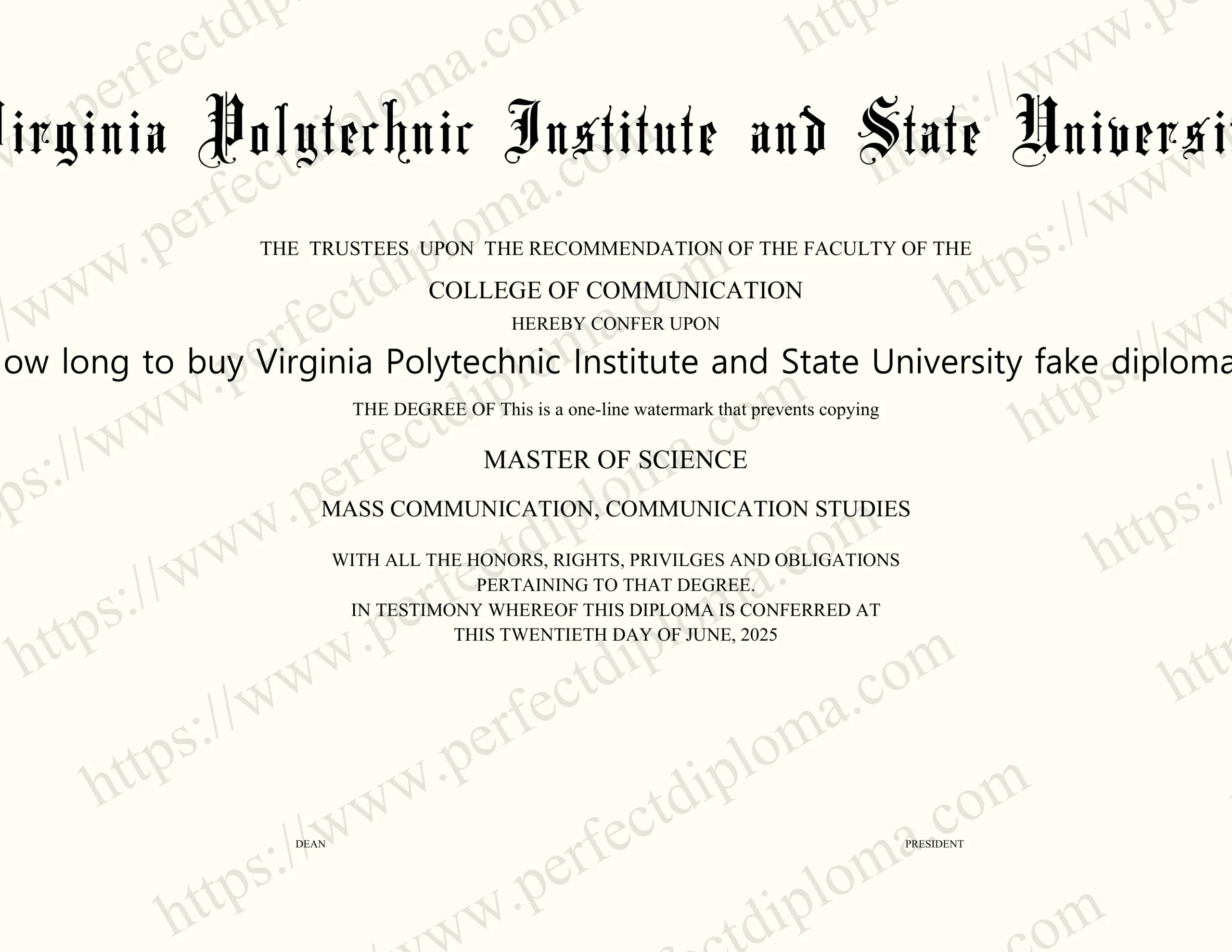 How long to buy Virginia Polytechnic Institute and State University fake diploma?
