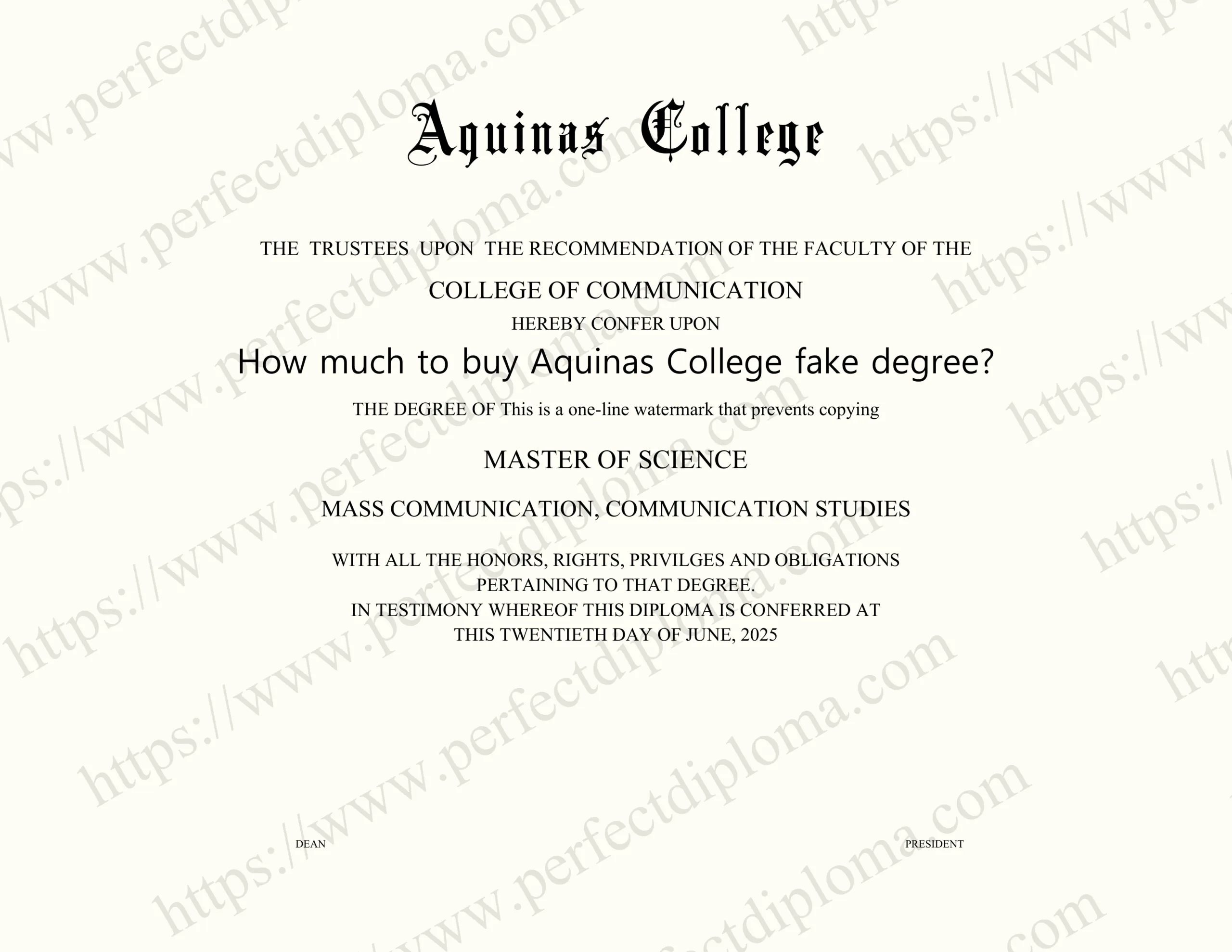 How much to buy Aquinas College fake degree?