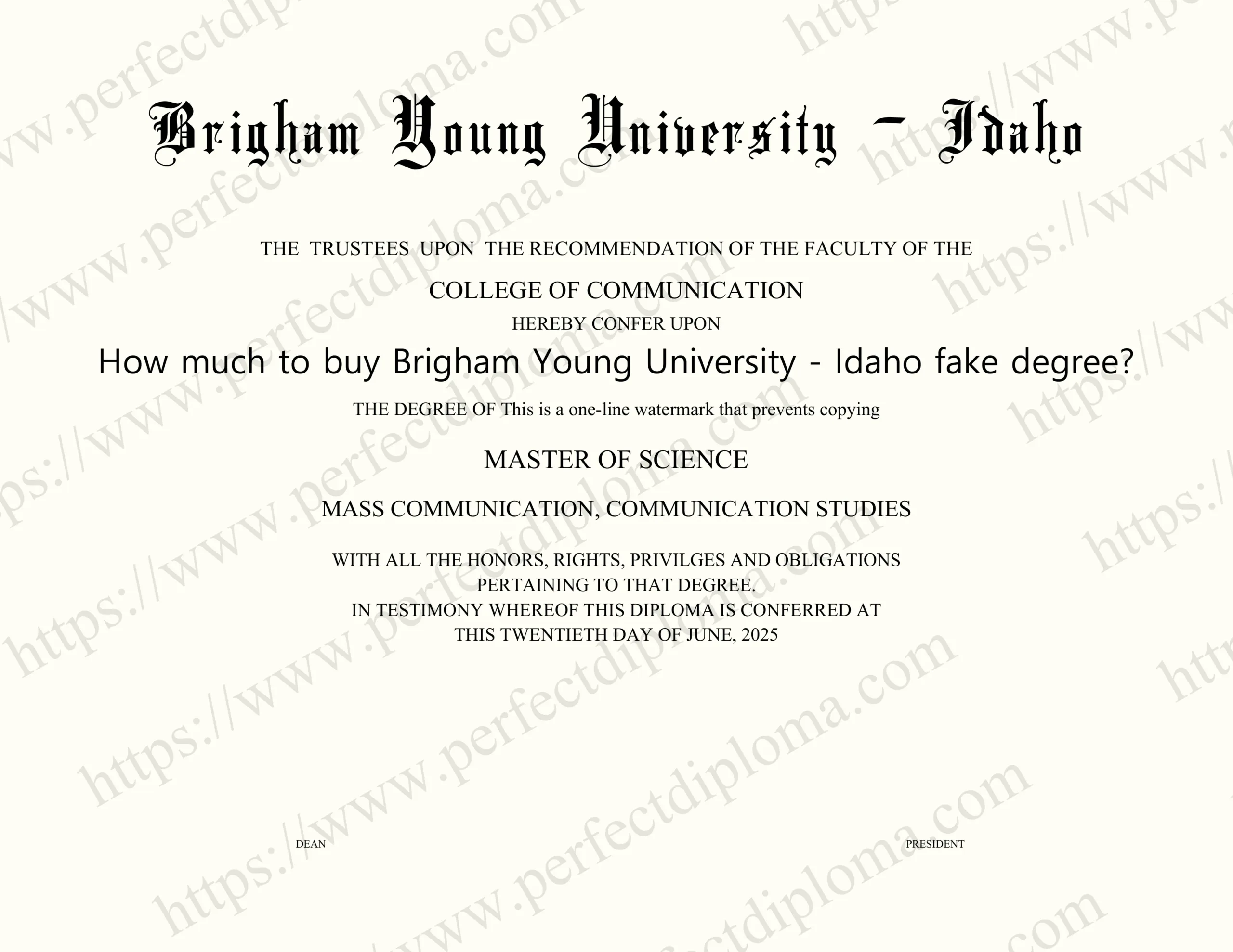 How much to buy Brigham Young University - Idaho fake degree?