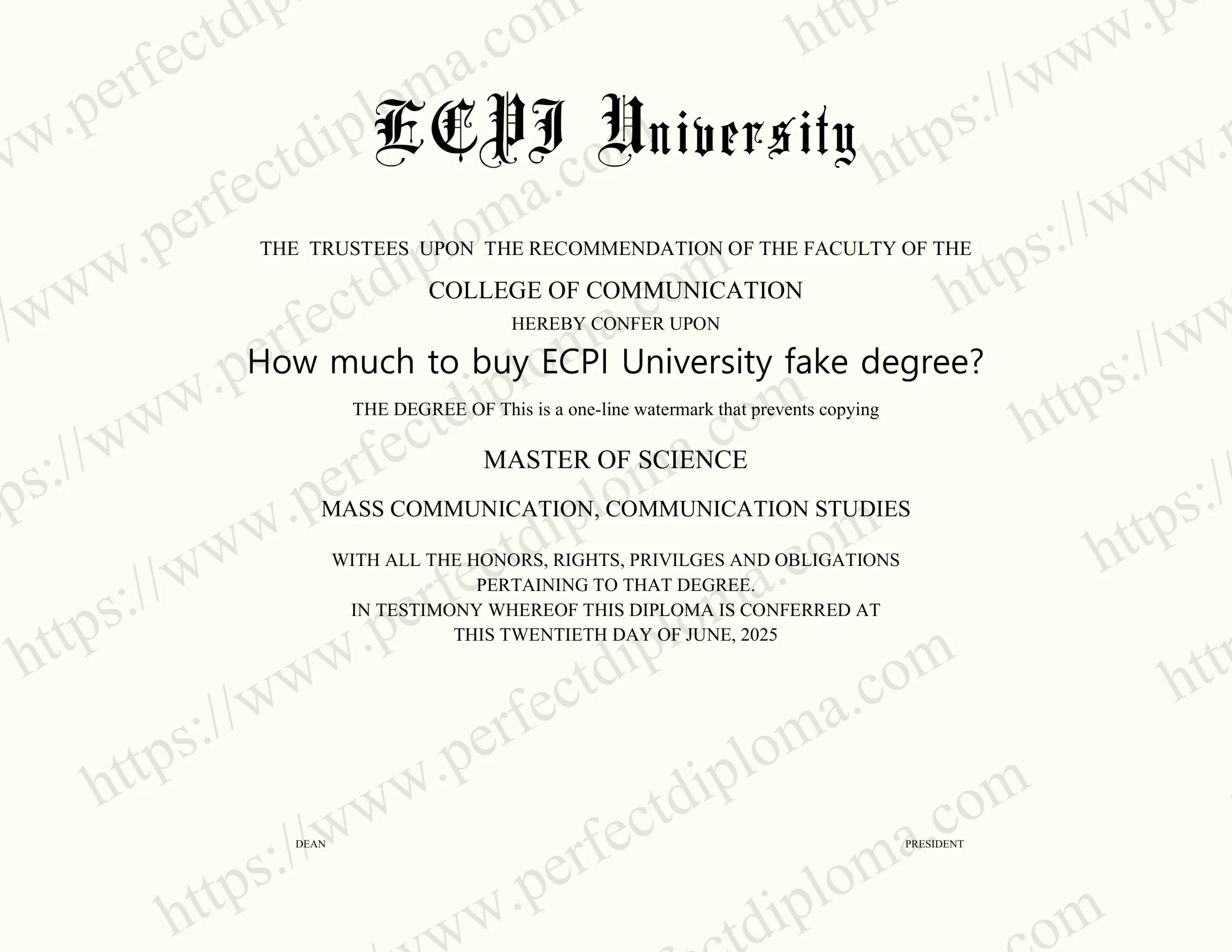 How much to buy ECPI University fake degree?