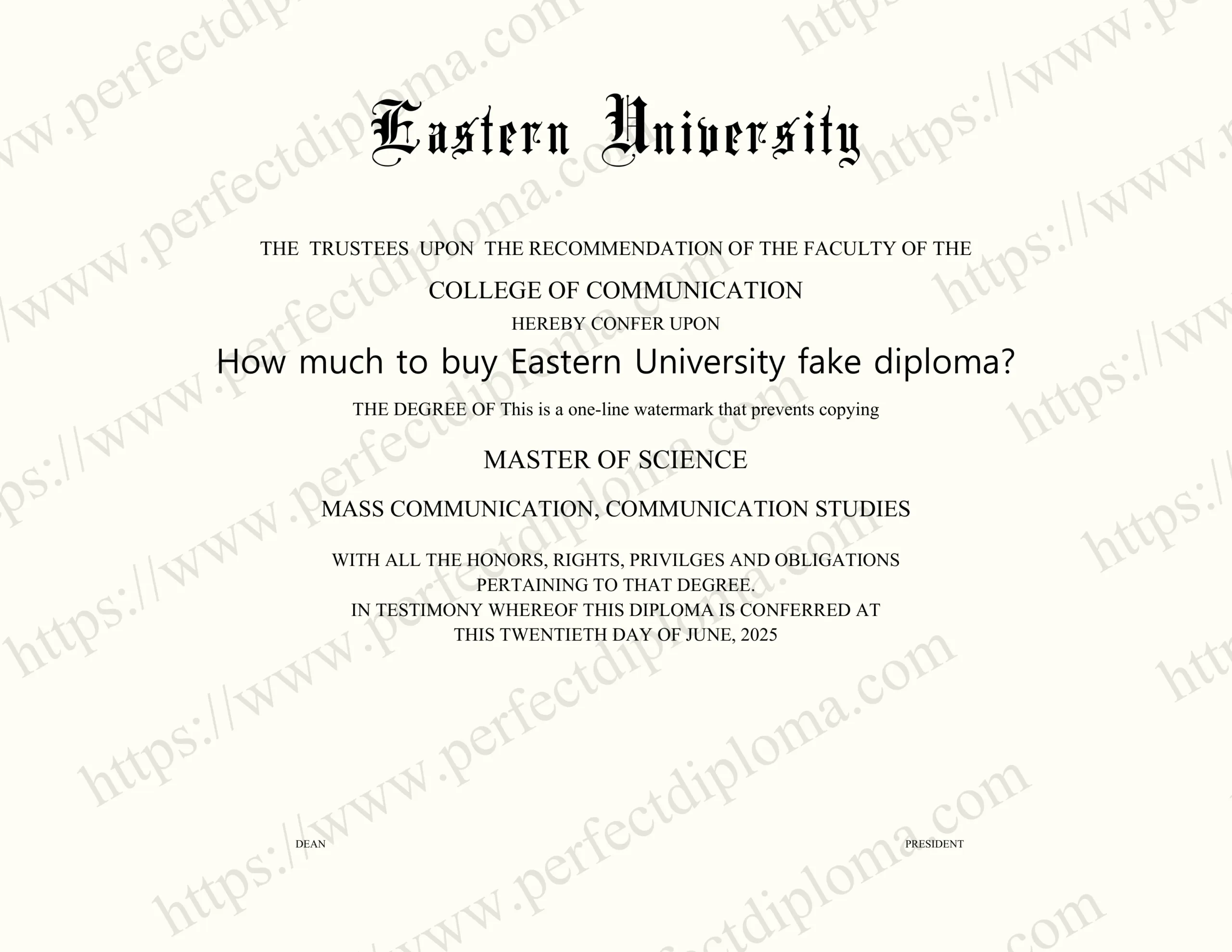 How much to buy Eastern University fake diploma?