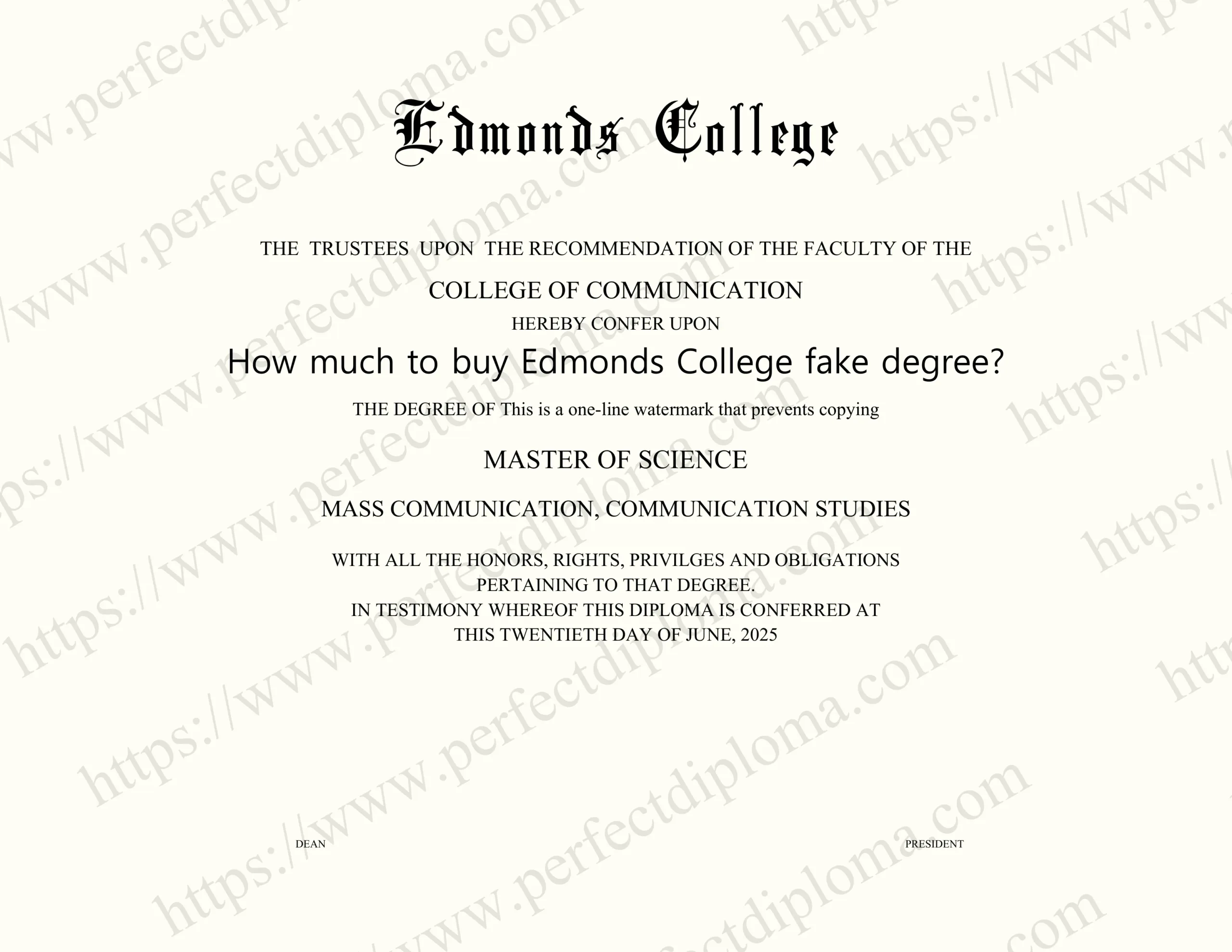 How much to buy Edmonds College fake degree?