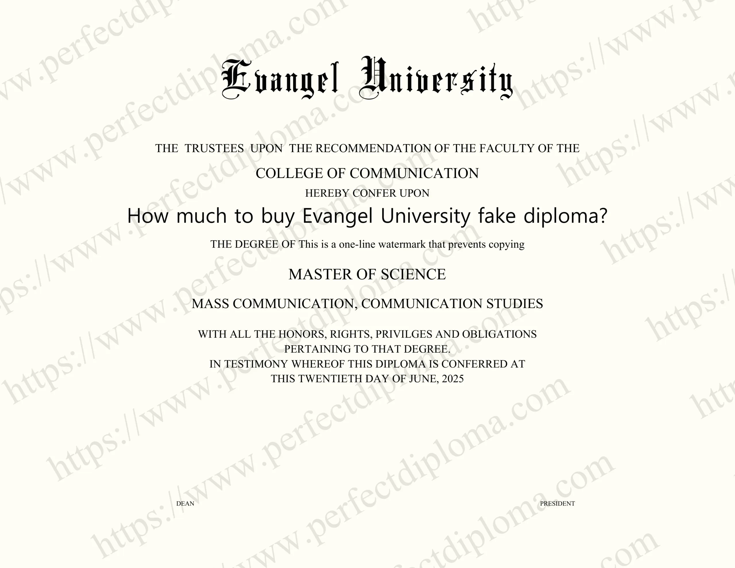 How much to buy Evangel University fake diploma?
