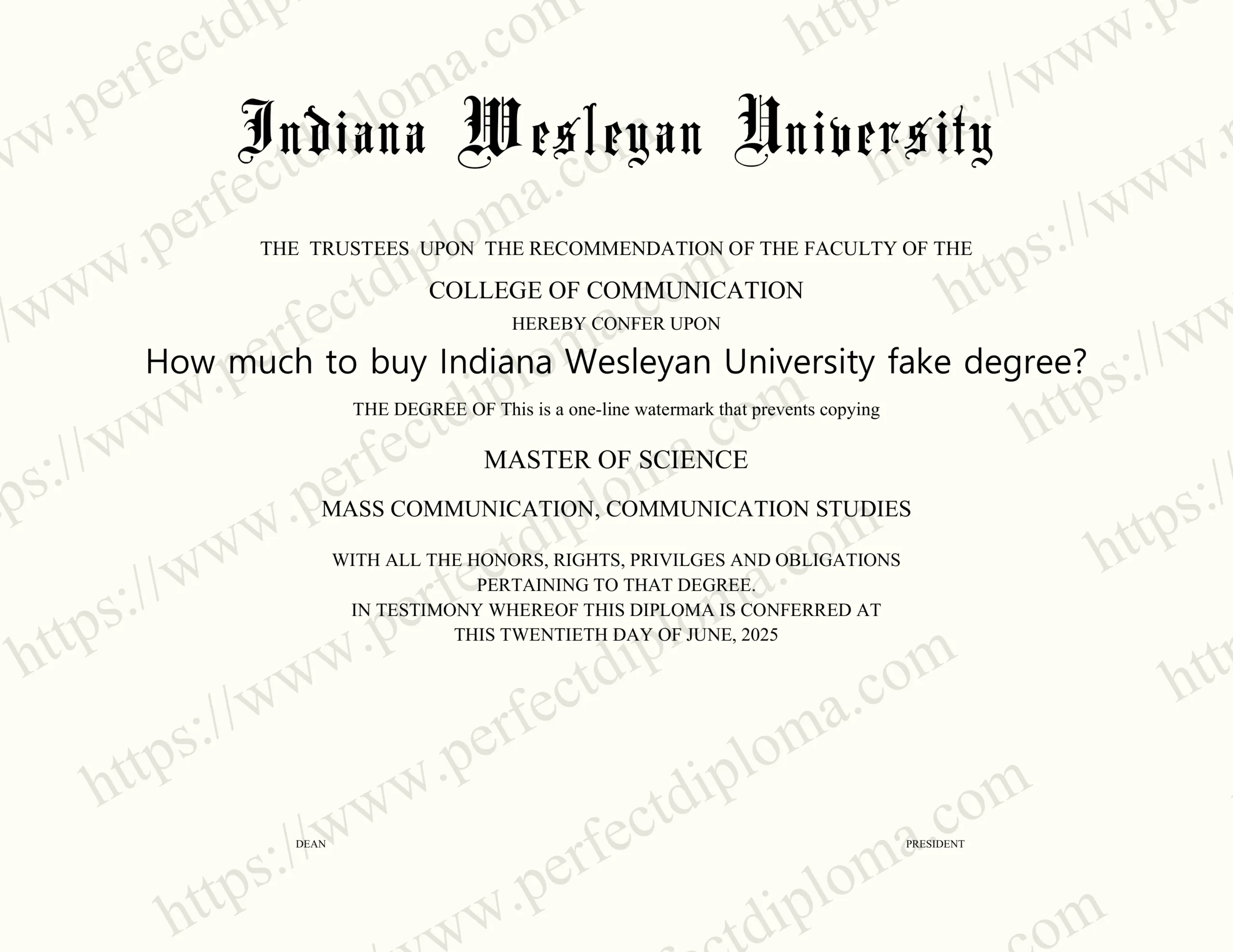 How much to buy Indiana Wesleyan University fake degree?