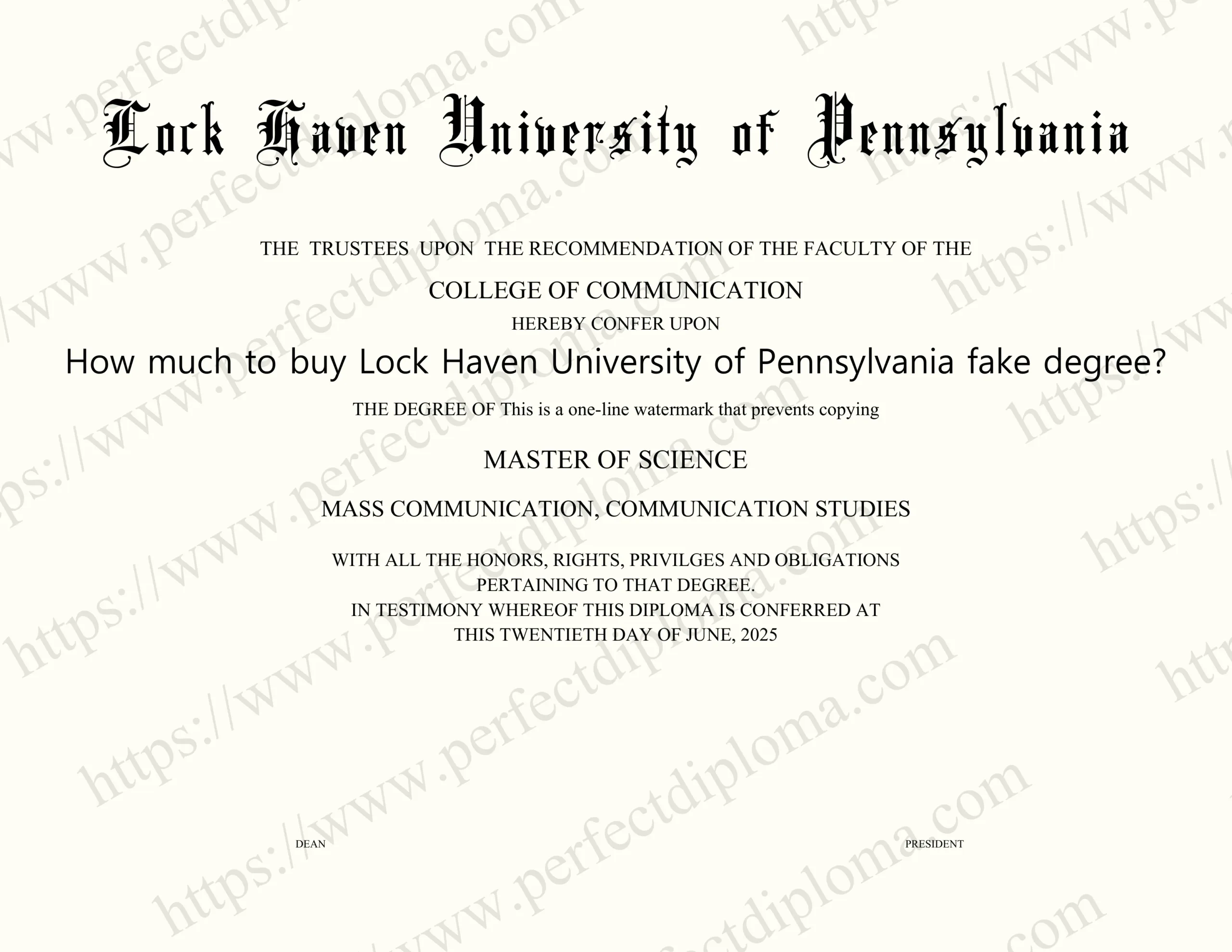 How much to buy Lock Haven University of Pennsylvania fake degree?