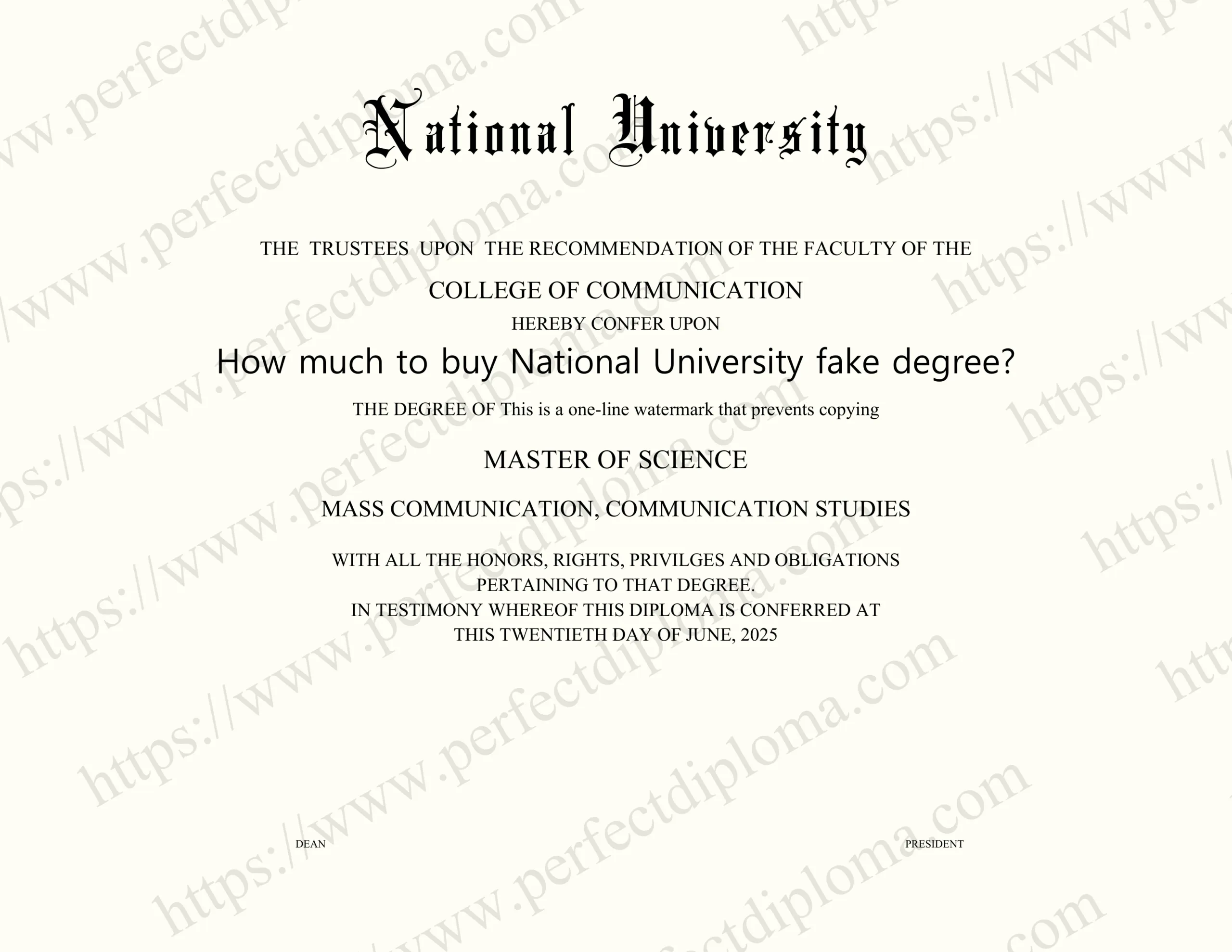 How much to buy National University fake degree?