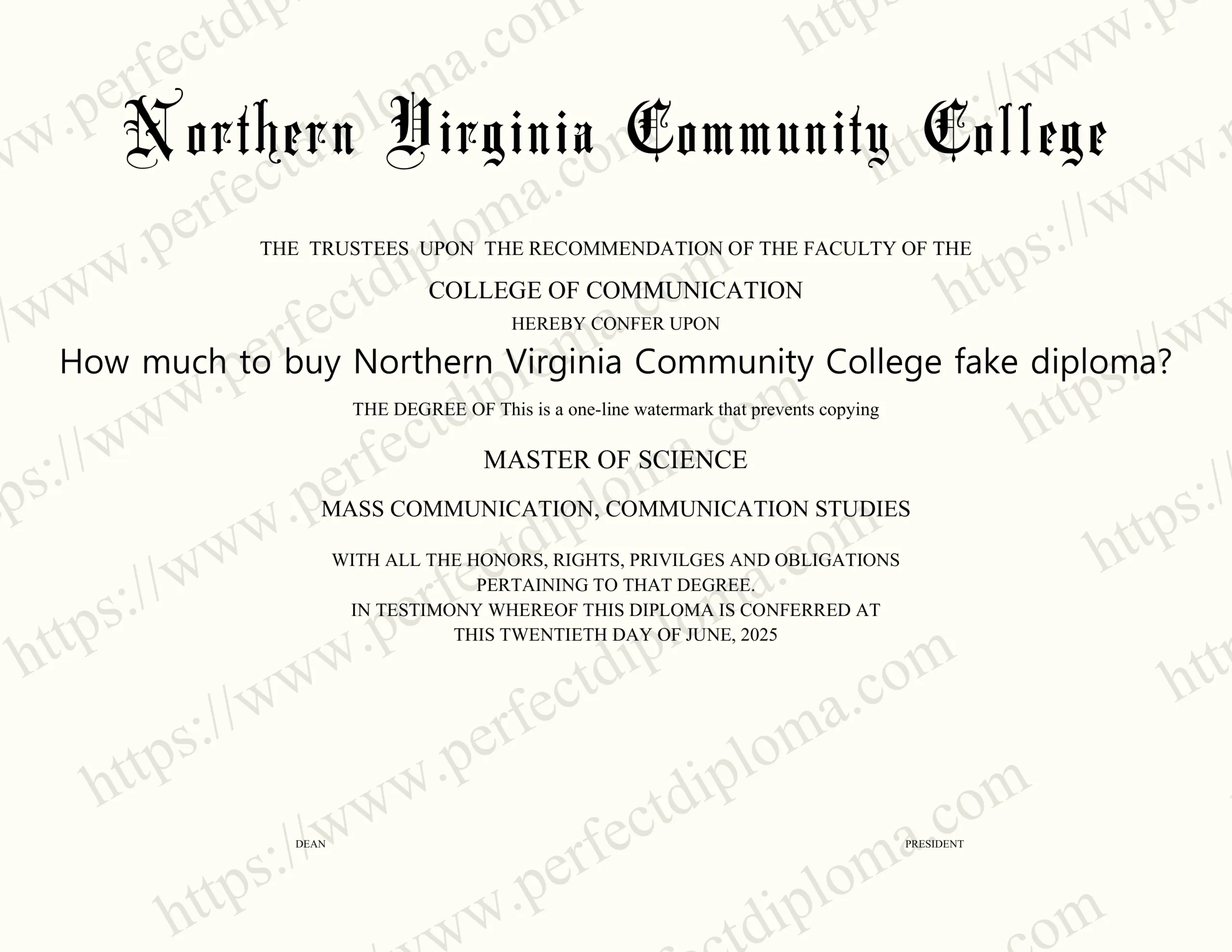 How much to buy Northern Virginia Community College fake diploma?