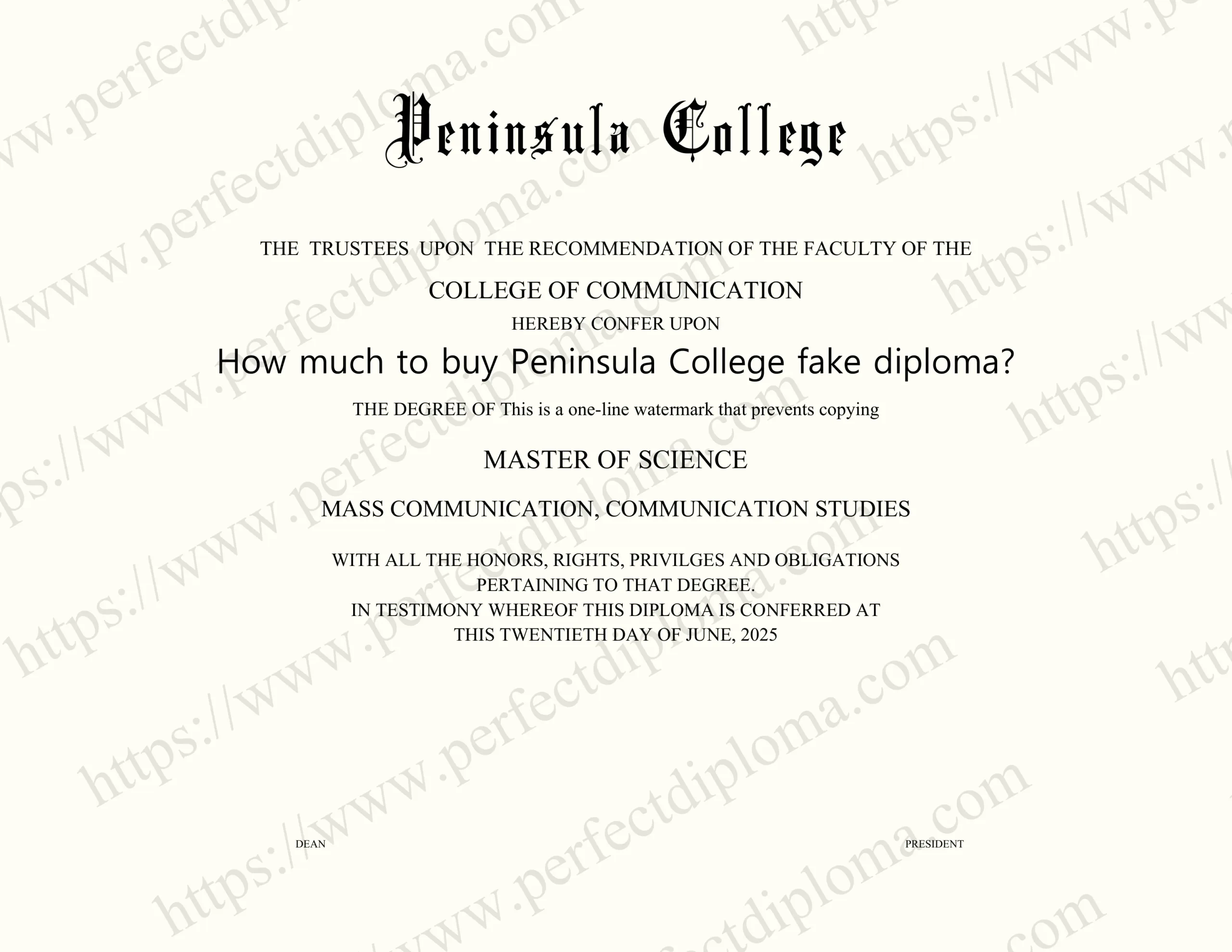 How much to buy Peninsula College fake diploma?