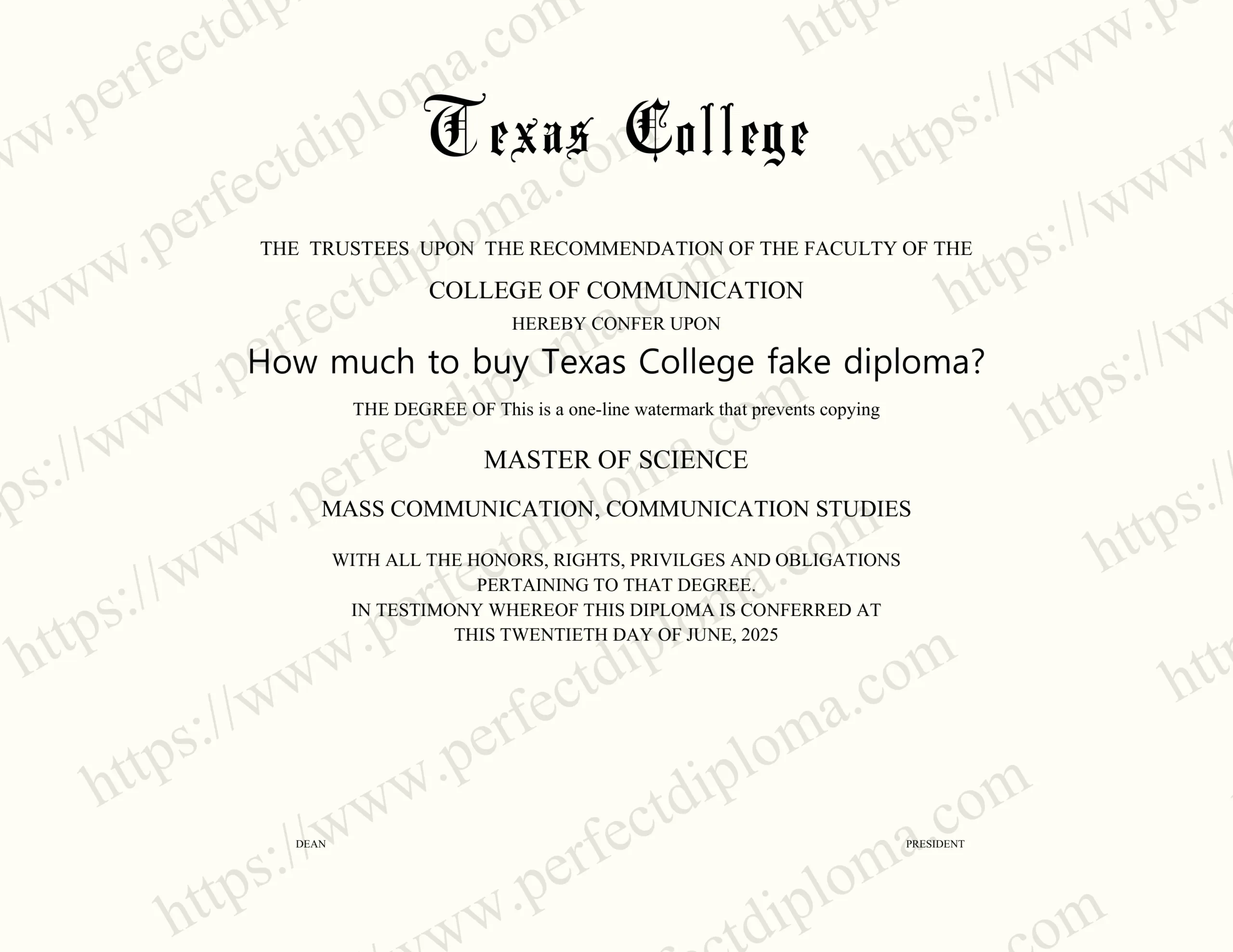 How much to buy Texas College fake diploma?