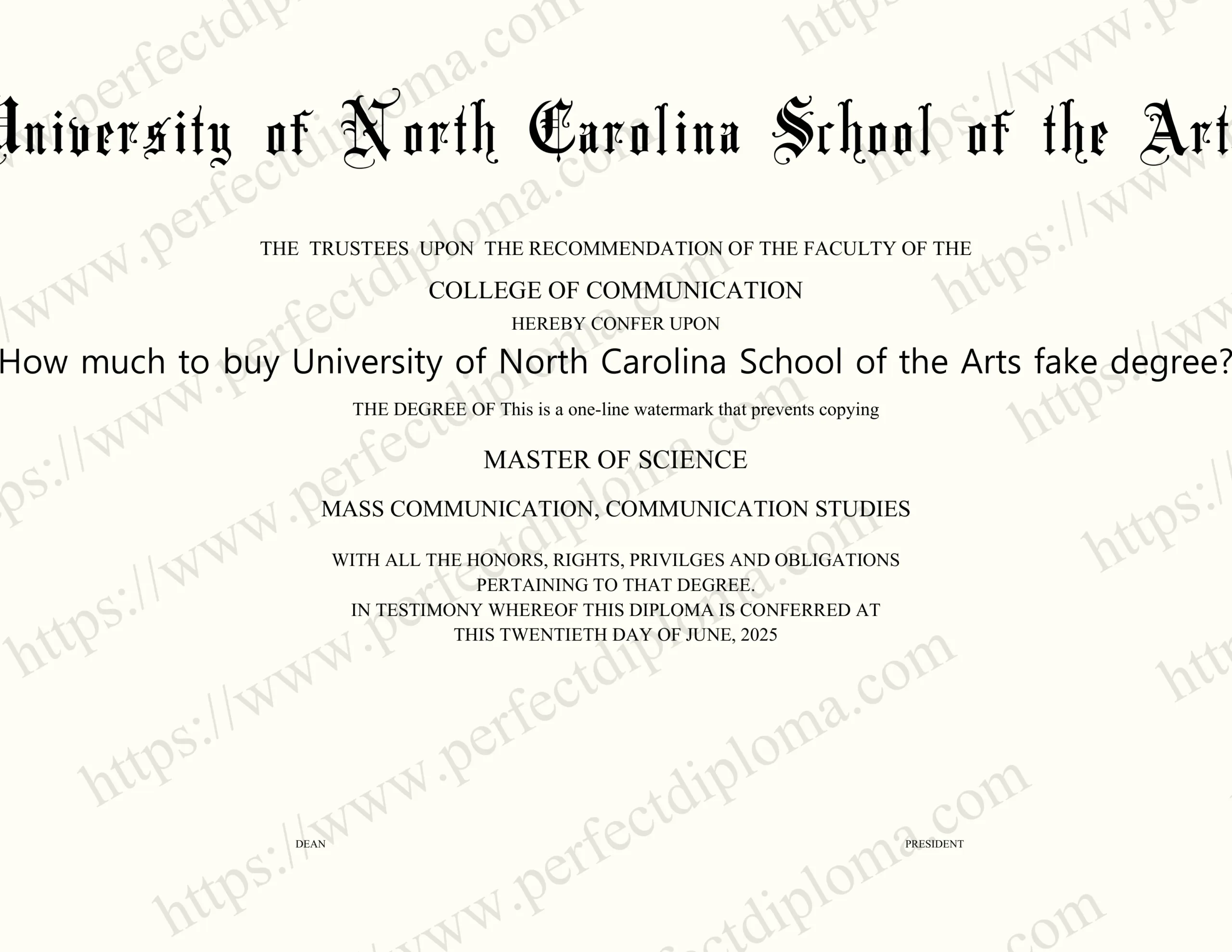 How much to buy University of North Carolina School of the Arts fake degree?