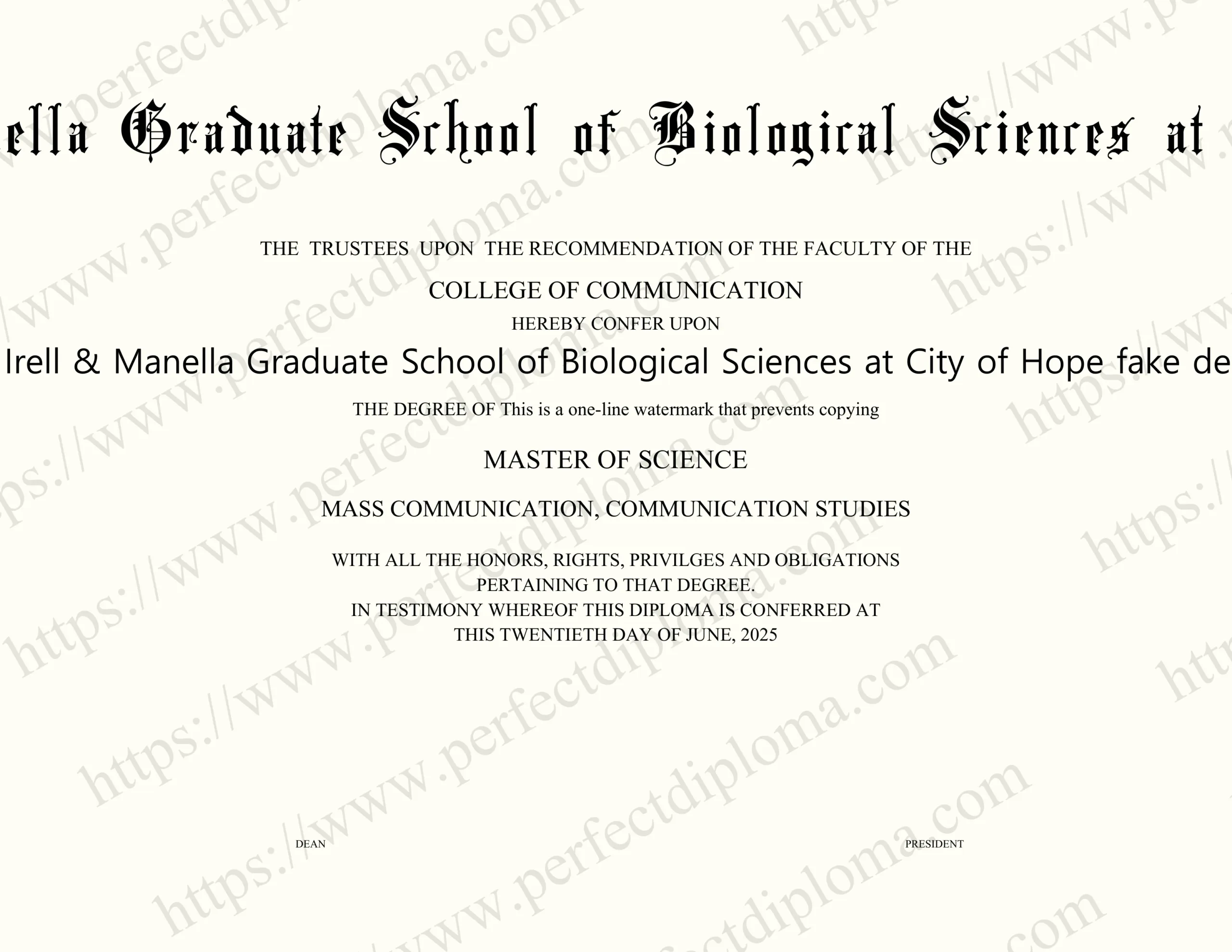 How to buy Irell & Manella Graduate School of Biological Sciences at City of Hope fake degree online?