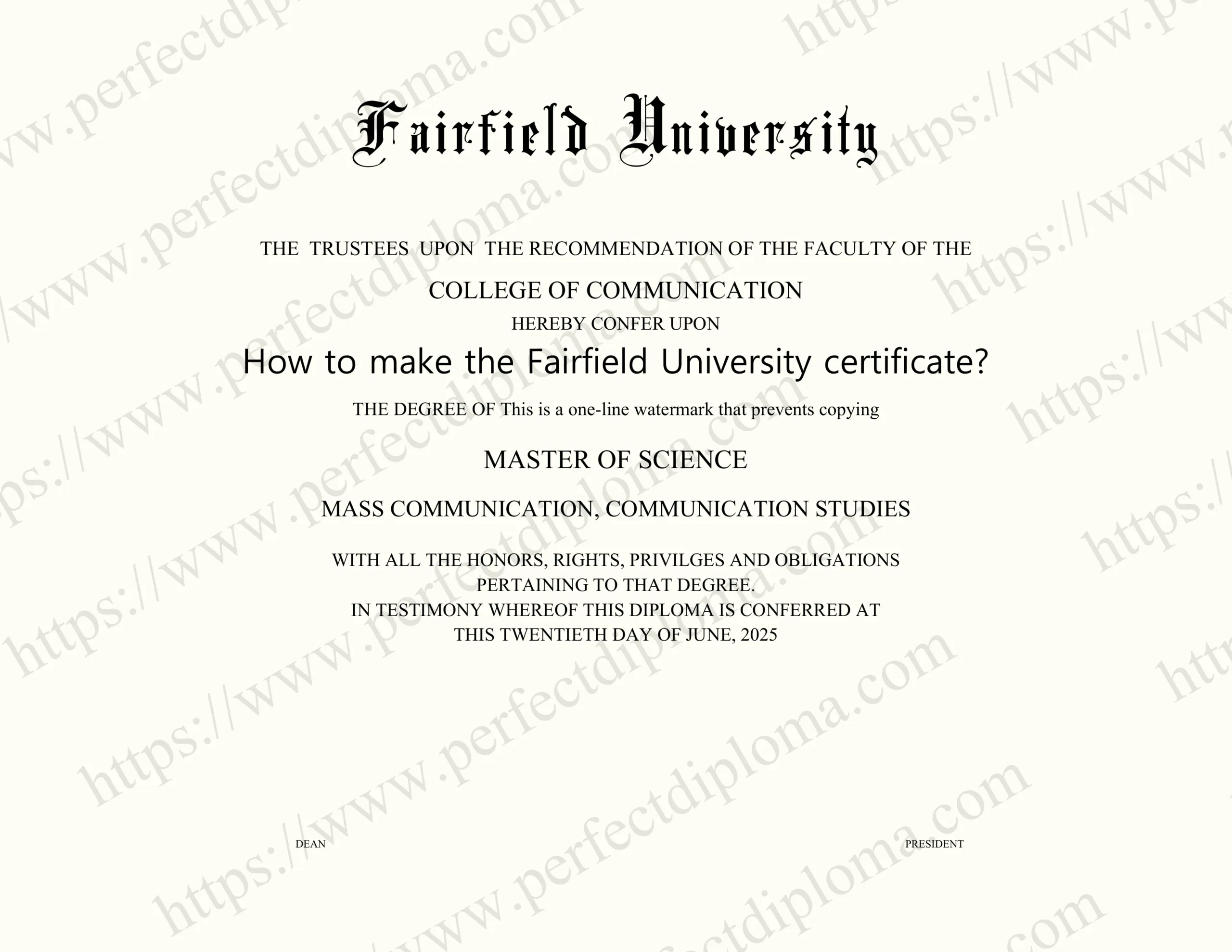 How to make the Fairfield University certificate?