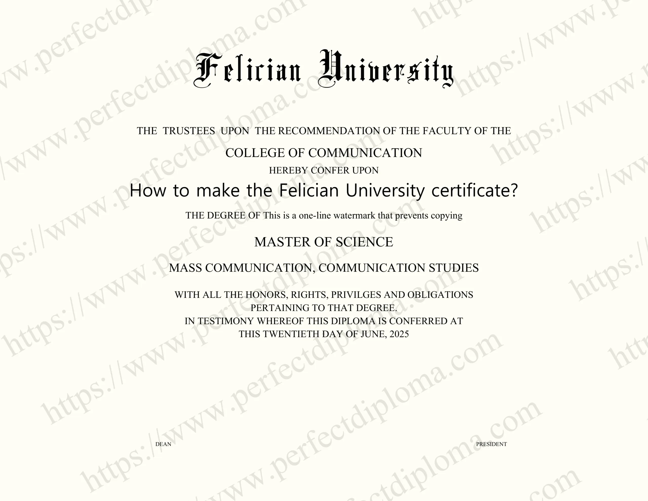 How to make the Felician University certificate?