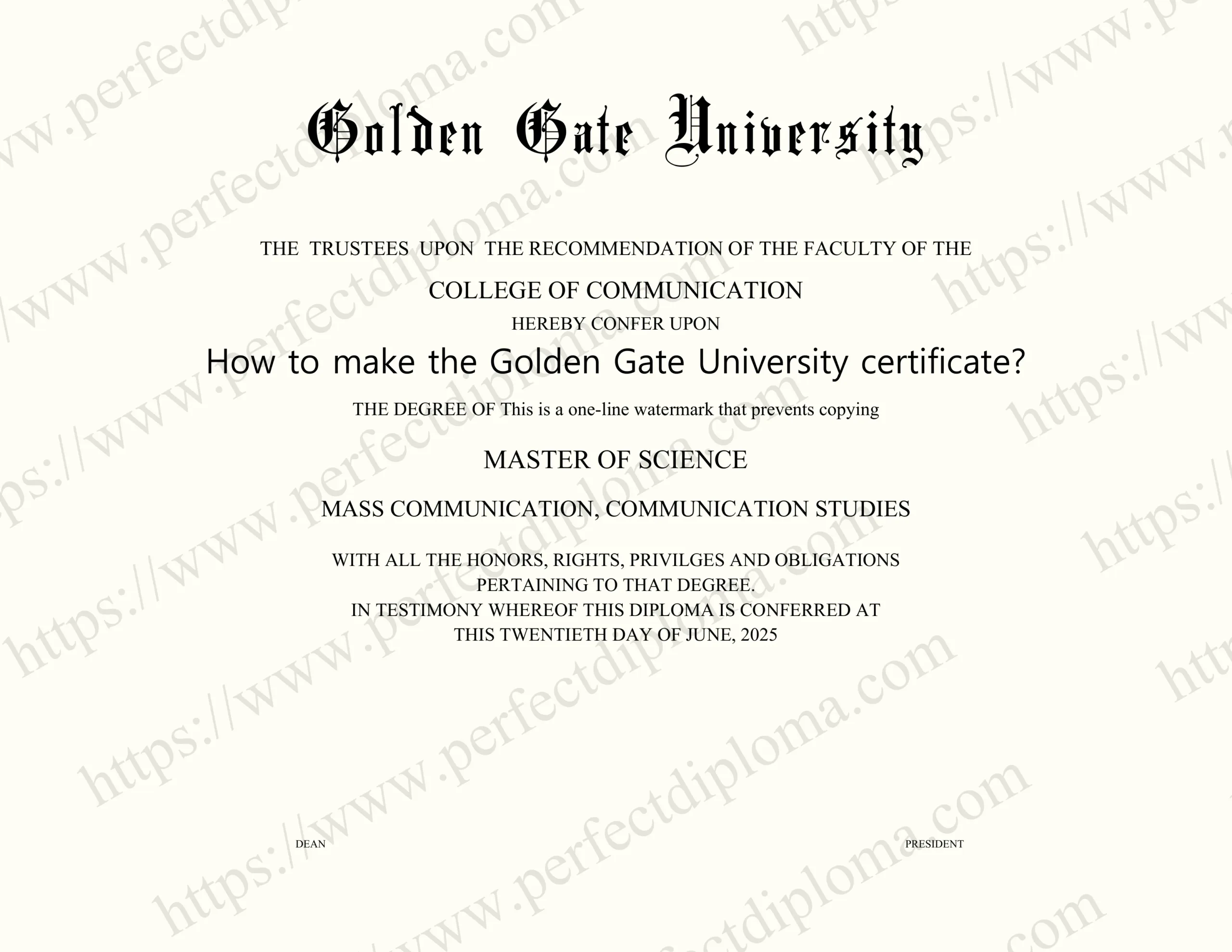 How to make the Golden Gate University certificate?