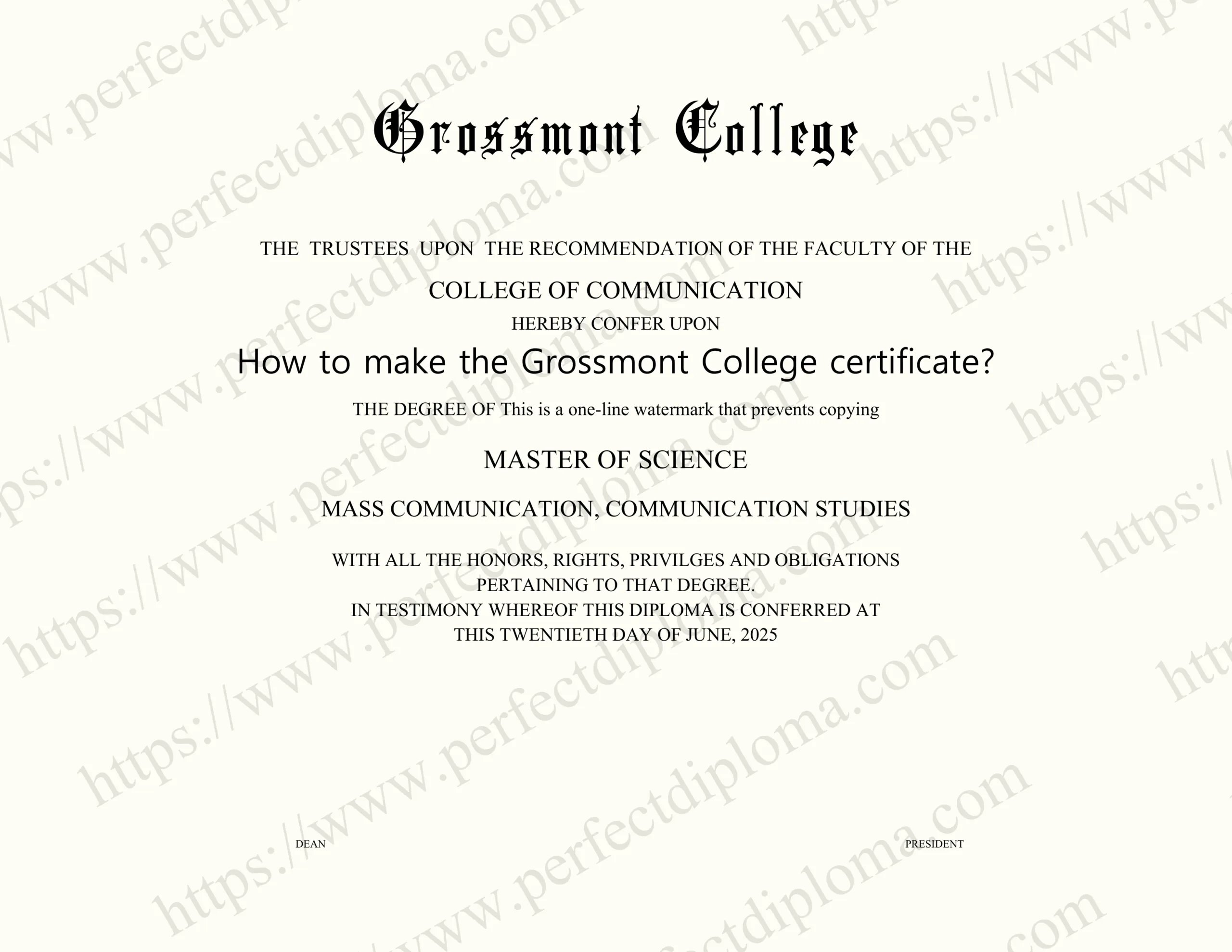 How to make the Grossmont College certificate?