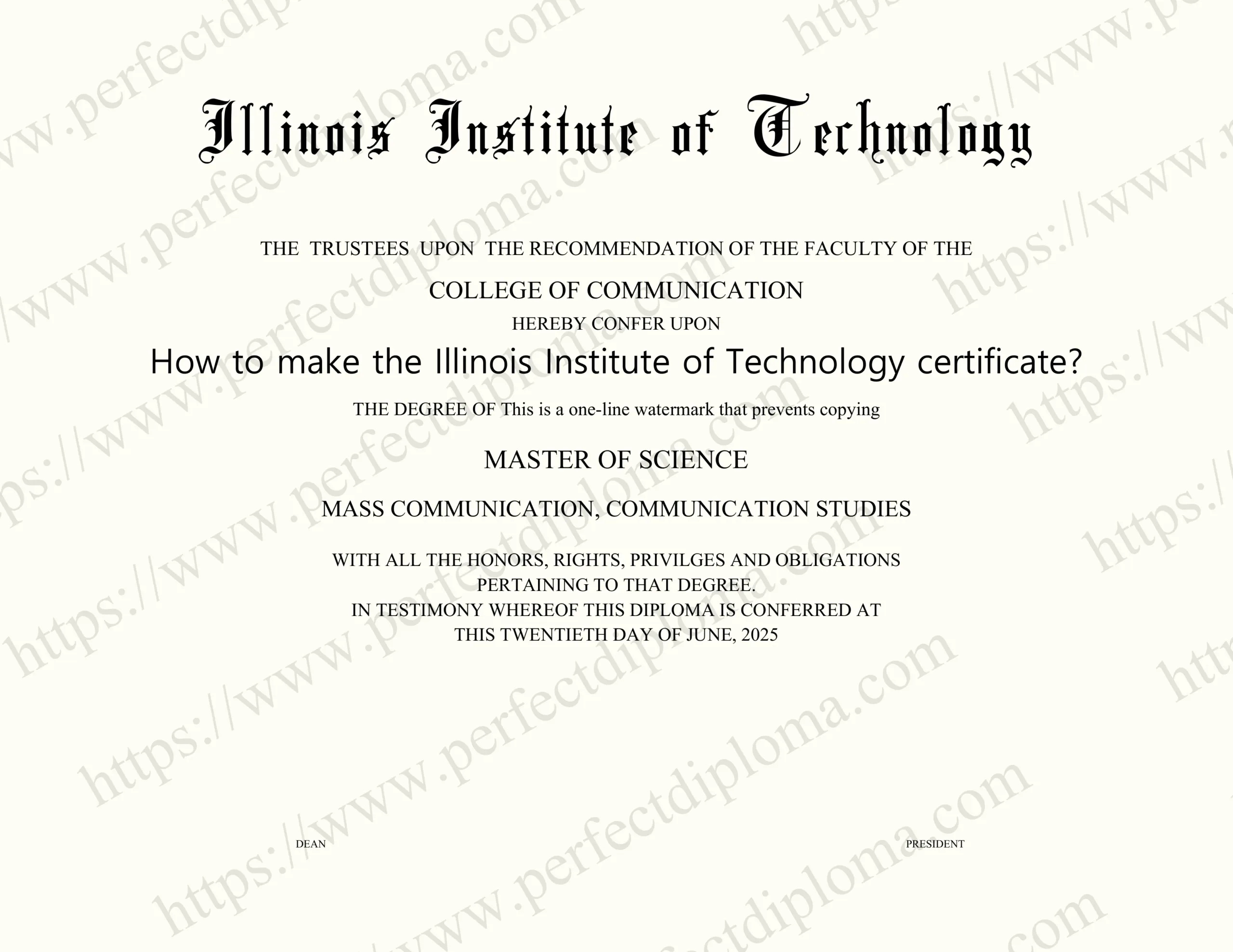 How to make the Illinois Institute of Technology certificate?
