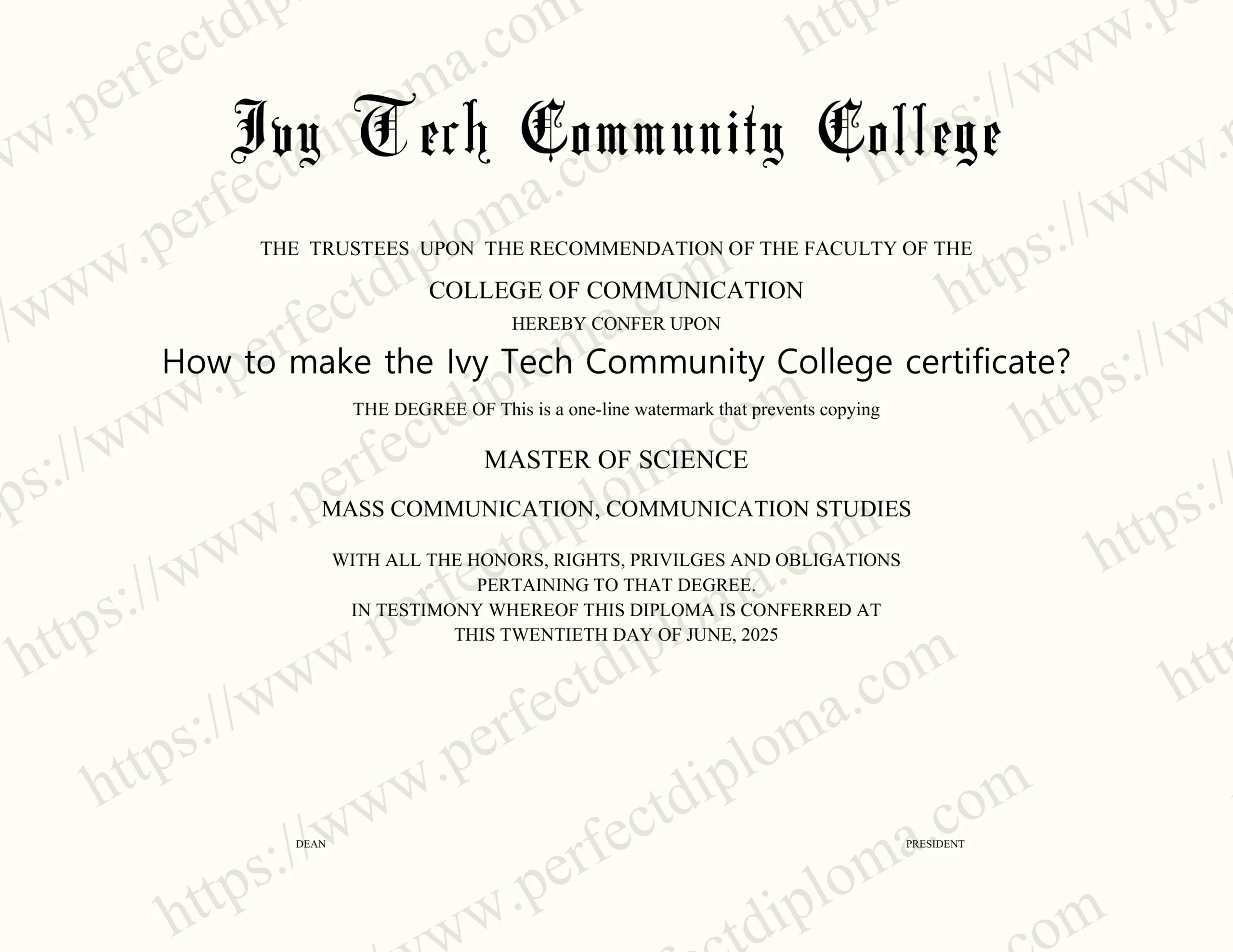 How to make the Ivy Tech Community College certificate?