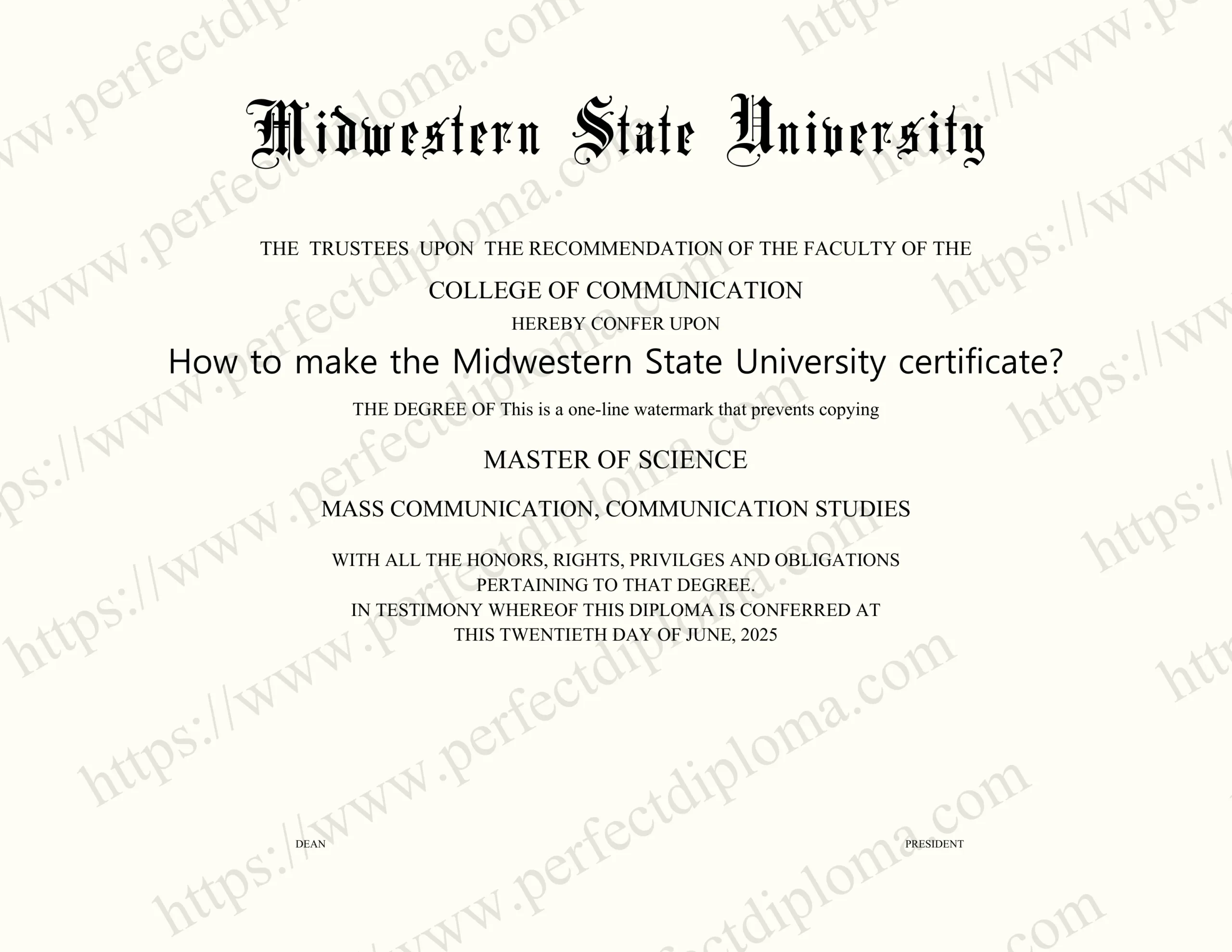 How to make the Midwestern State University certificate?