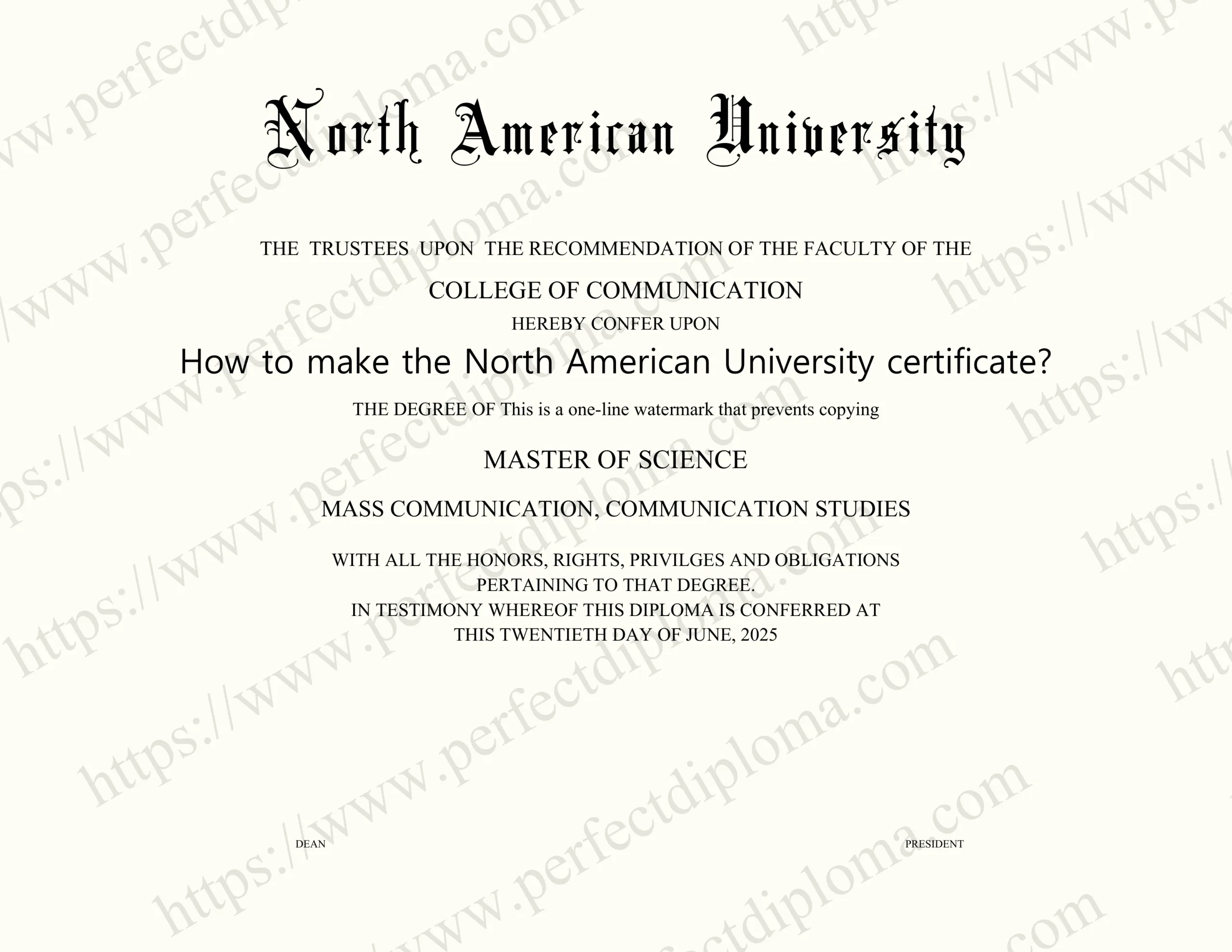 How to make the North American University certificate?