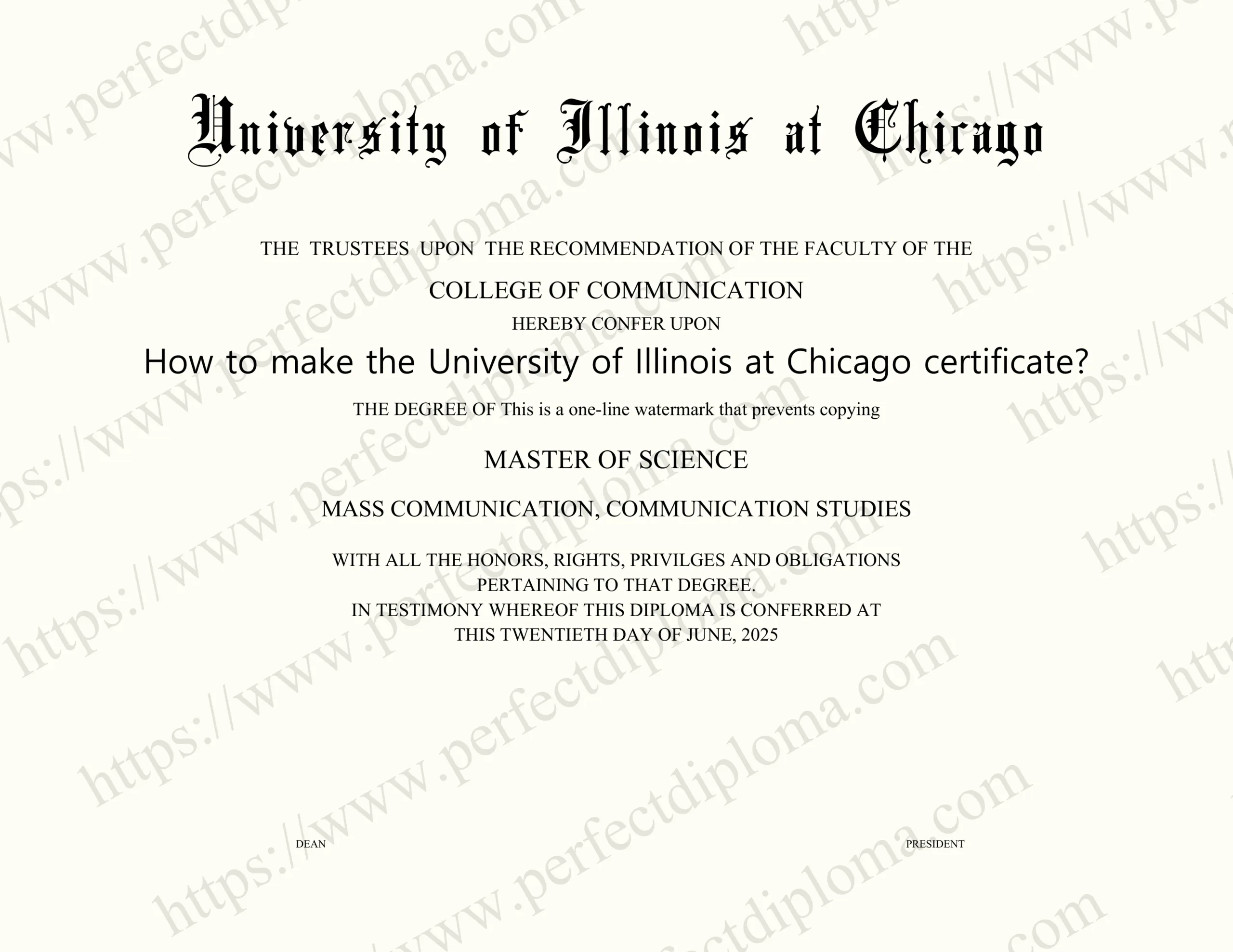 How to make the University of Illinois at Chicago certificate?