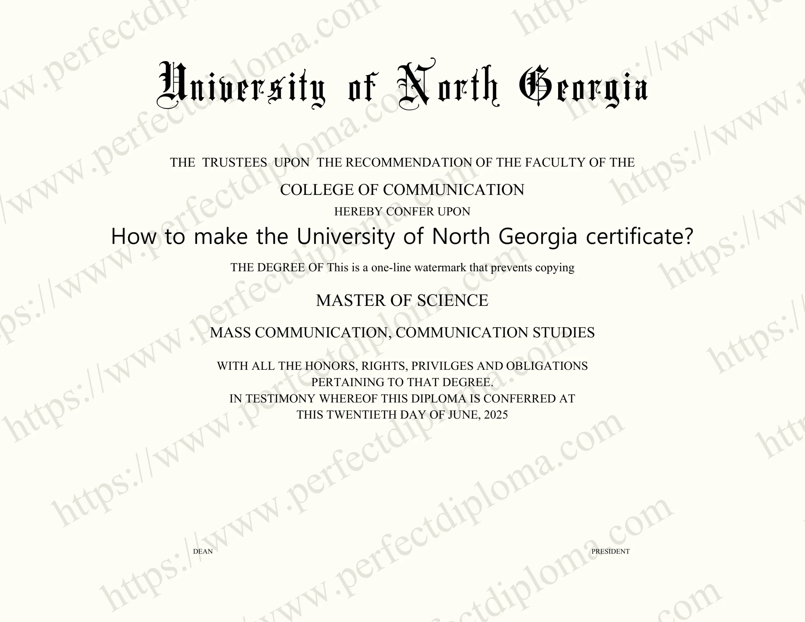How to make the University of North Georgia certificate?