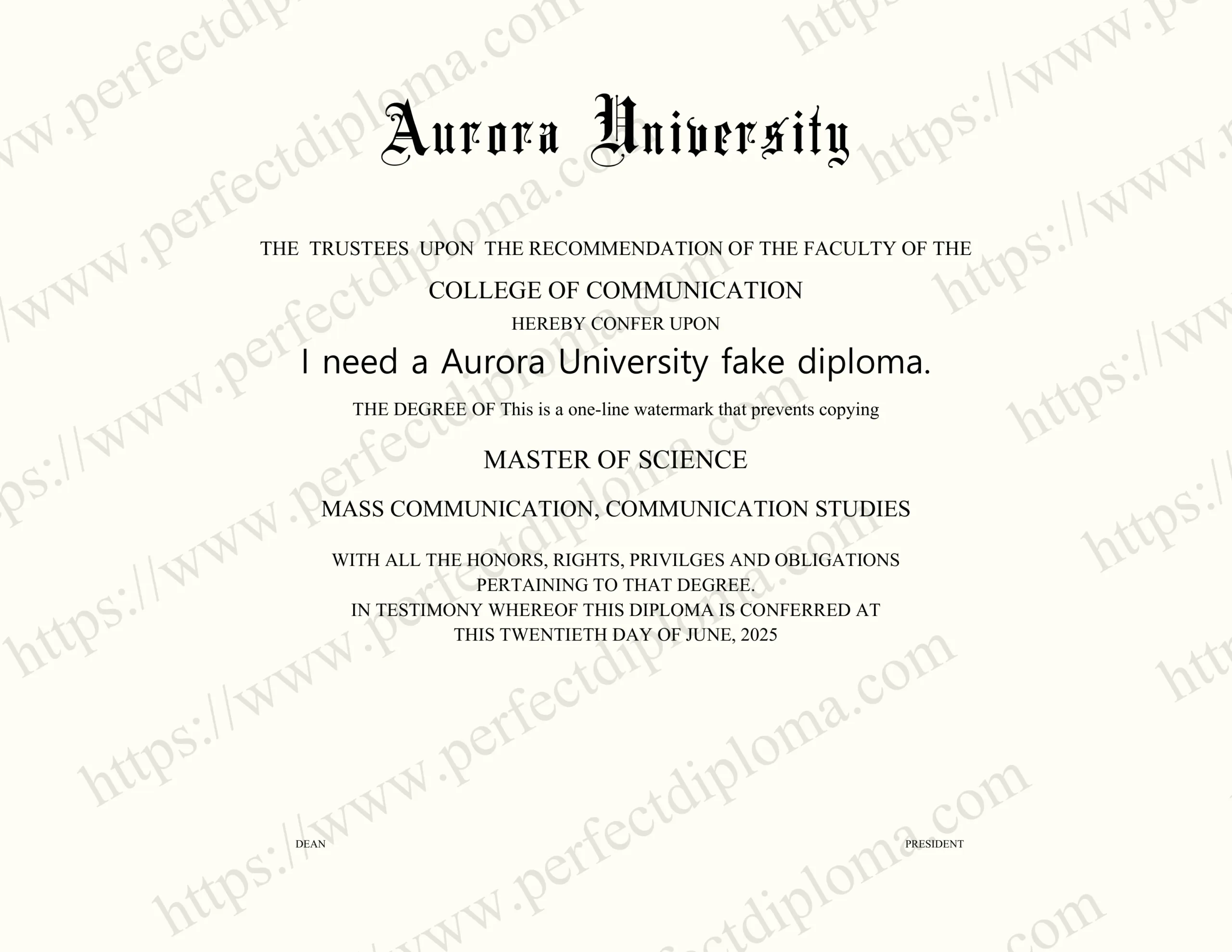 I need a Aurora University fake diploma.