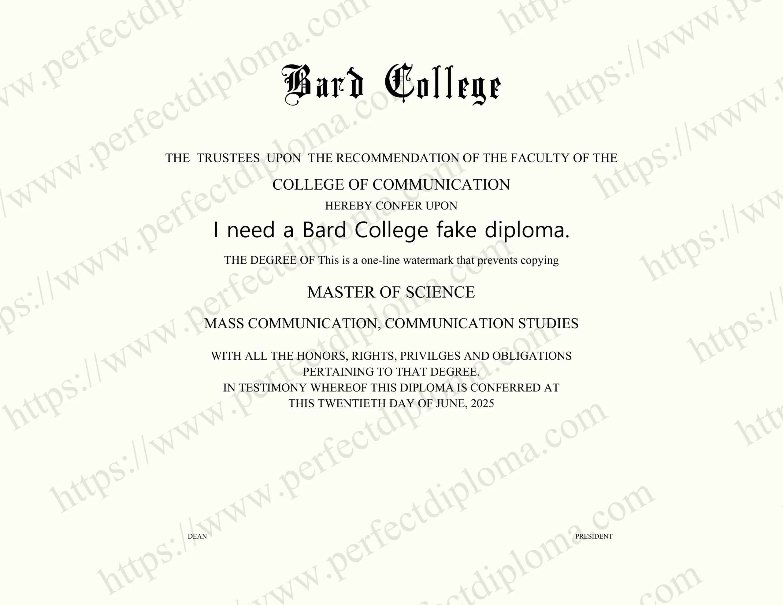 I need a Bard College fake diploma.