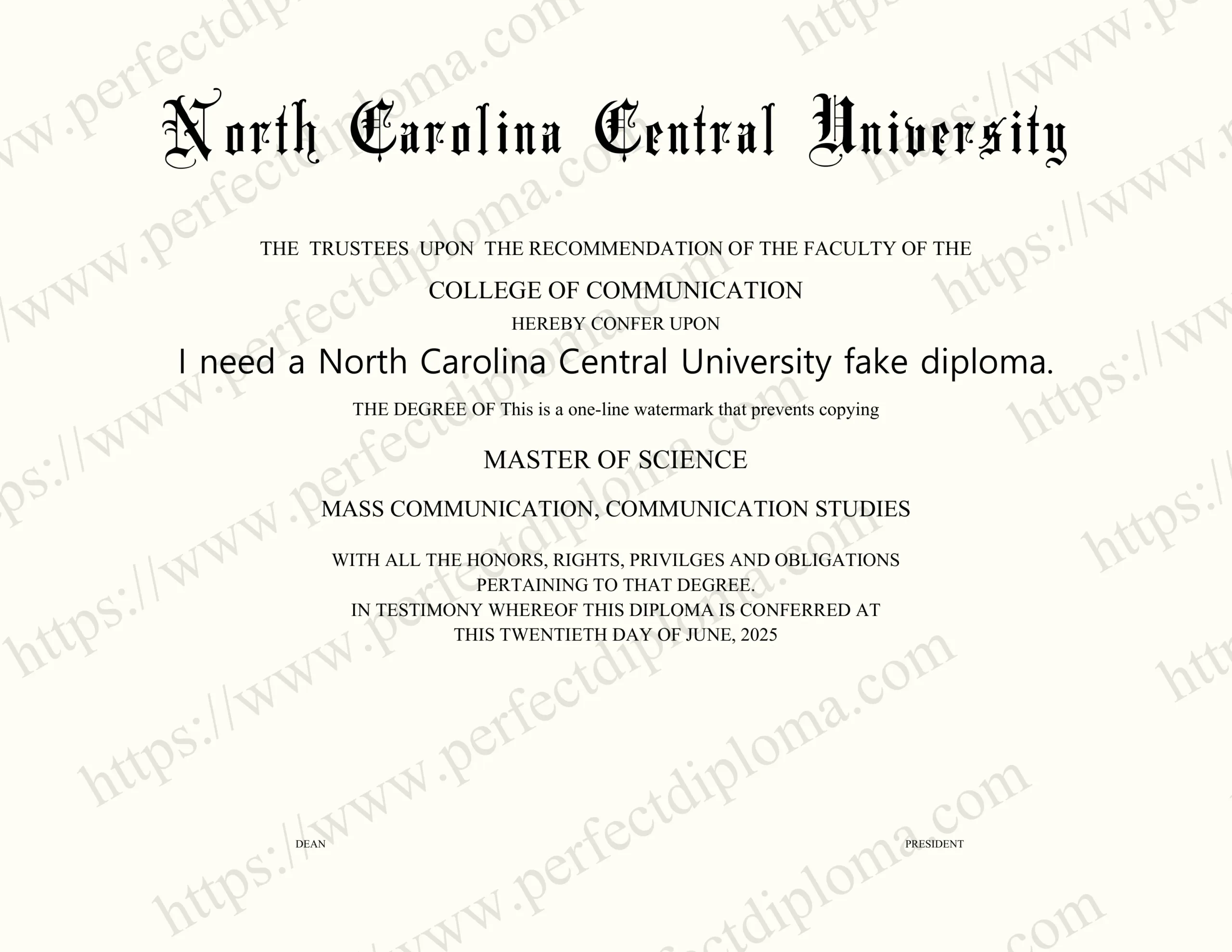 I need a North Carolina Central University fake diploma.