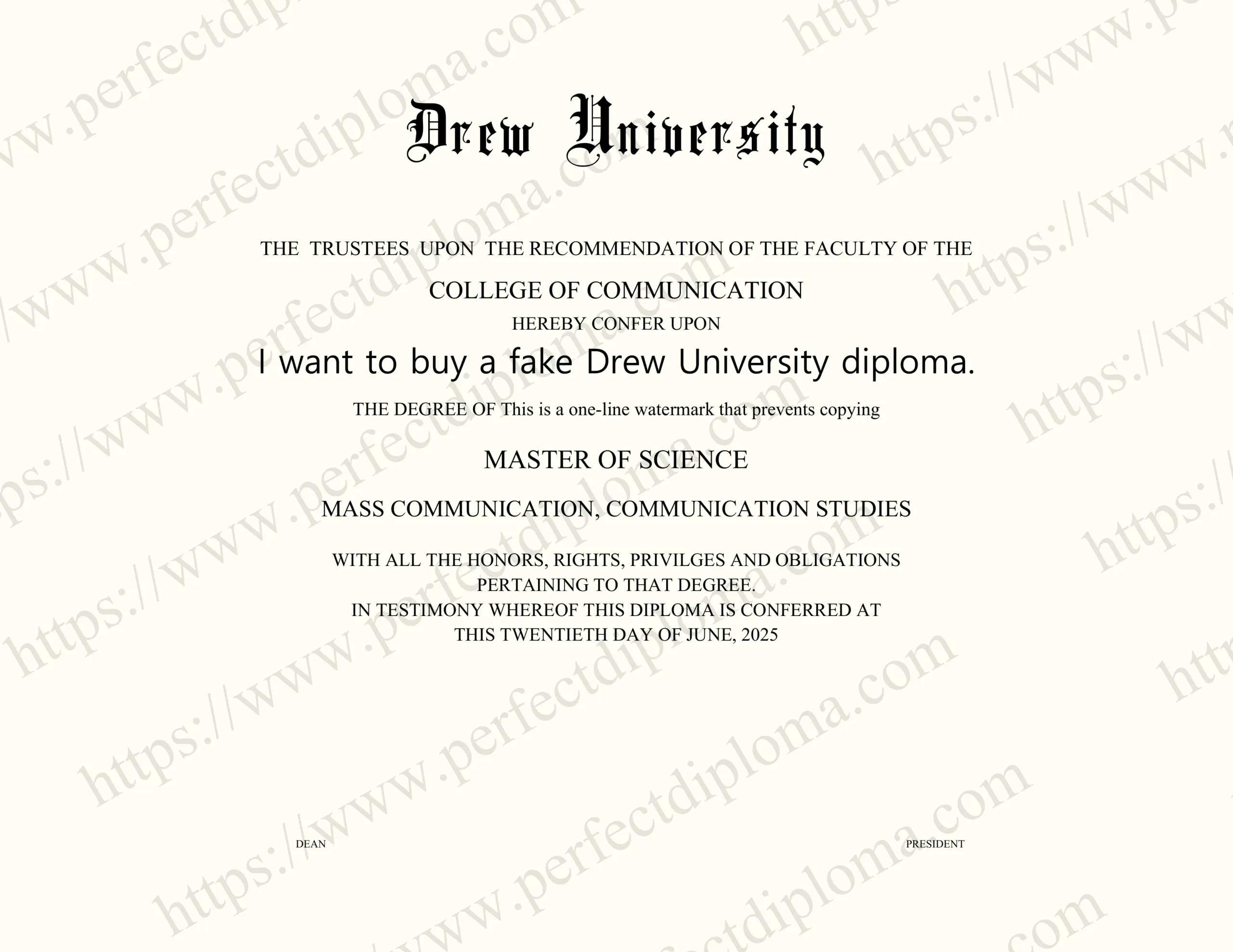I want to buy a fake Drew University diploma.