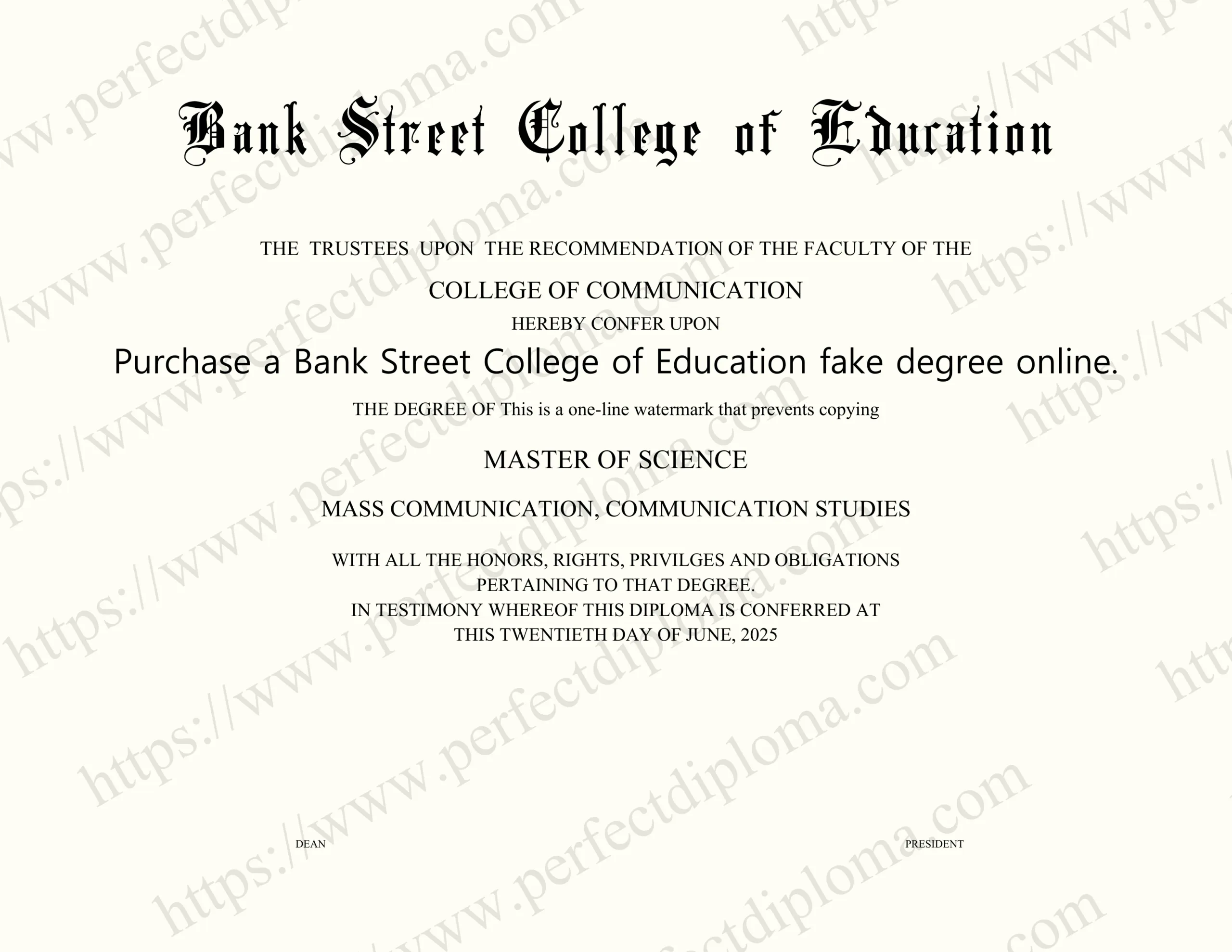 Purchase a Bank Street College of Education fake degree online.