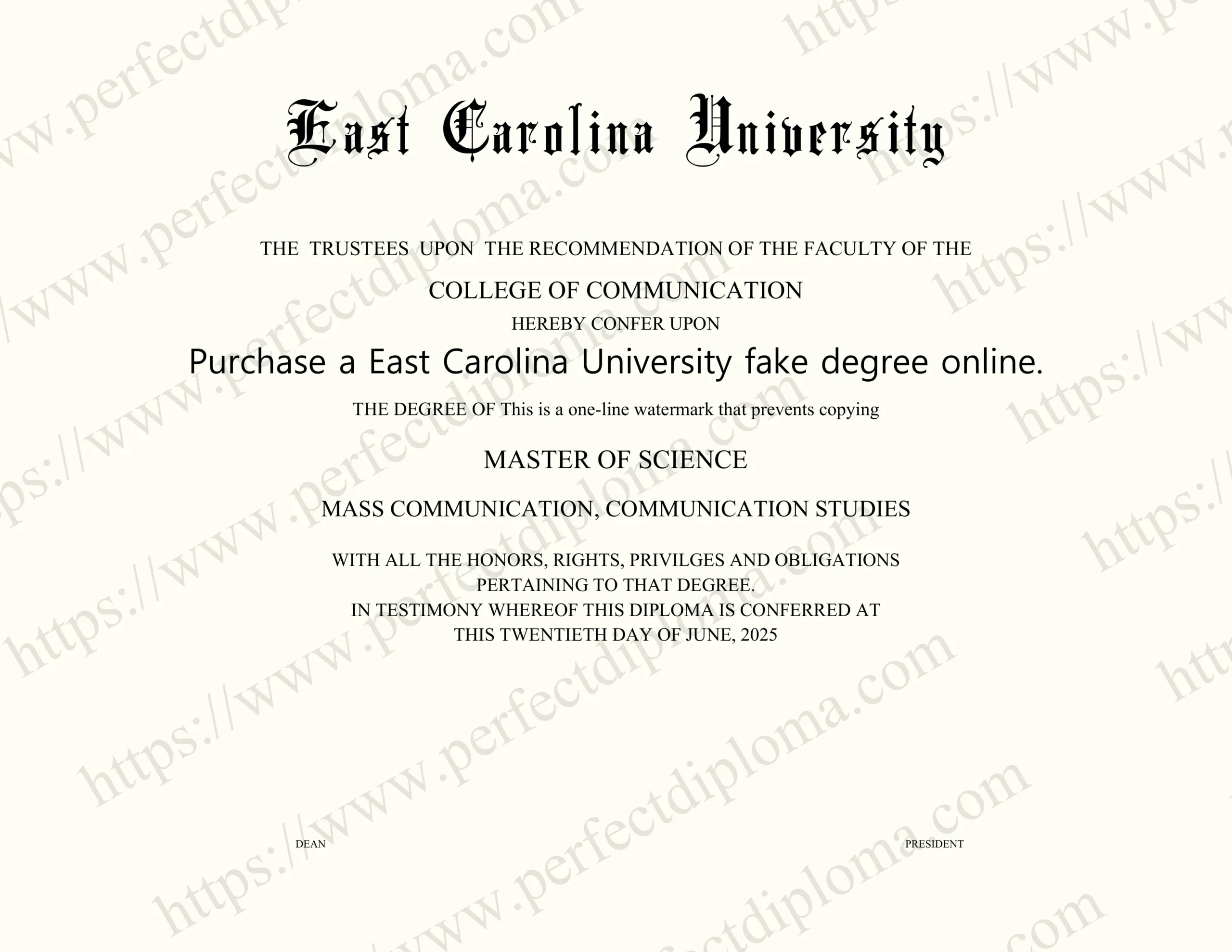 Purchase a East Carolina University fake degree online.