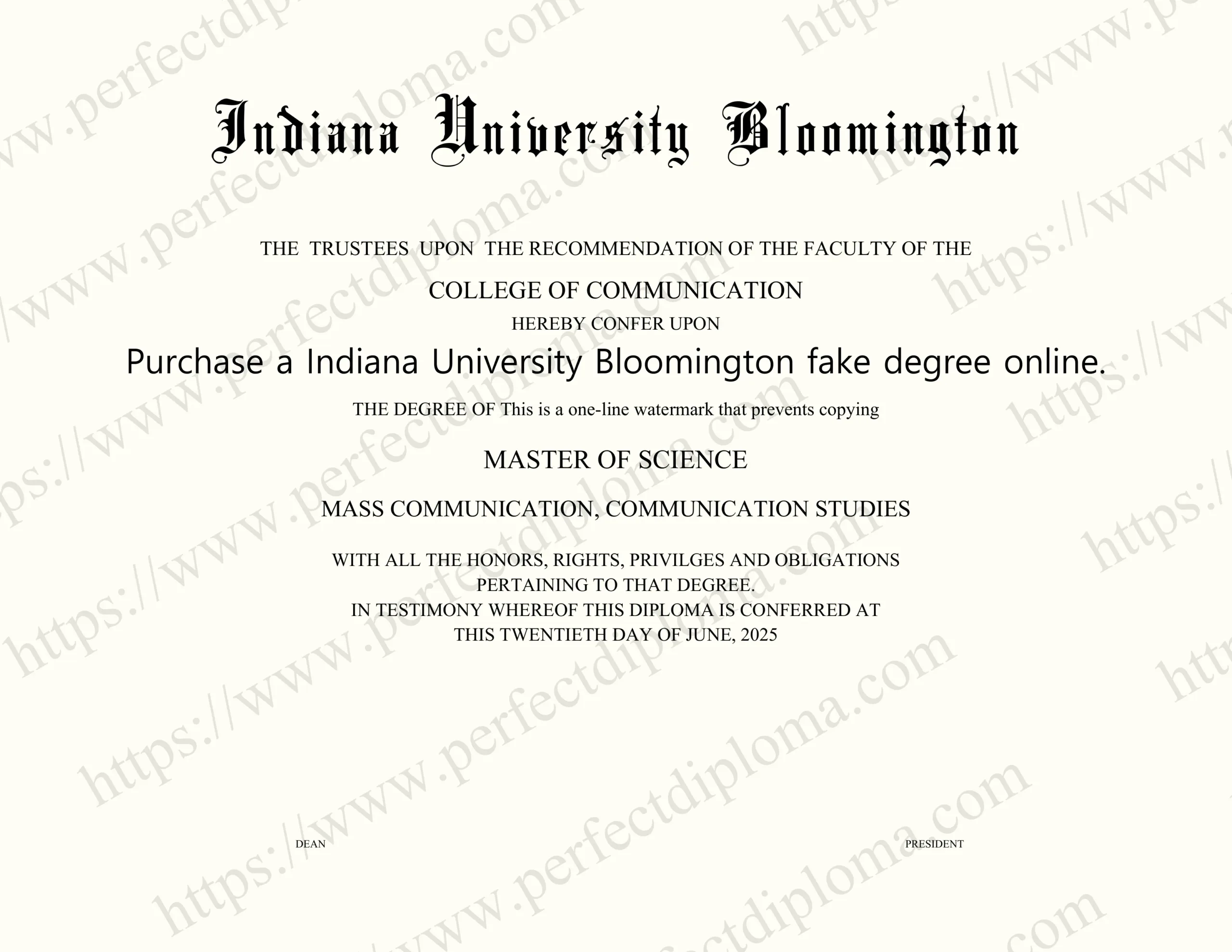 Purchase a Indiana University Bloomington fake degree online.