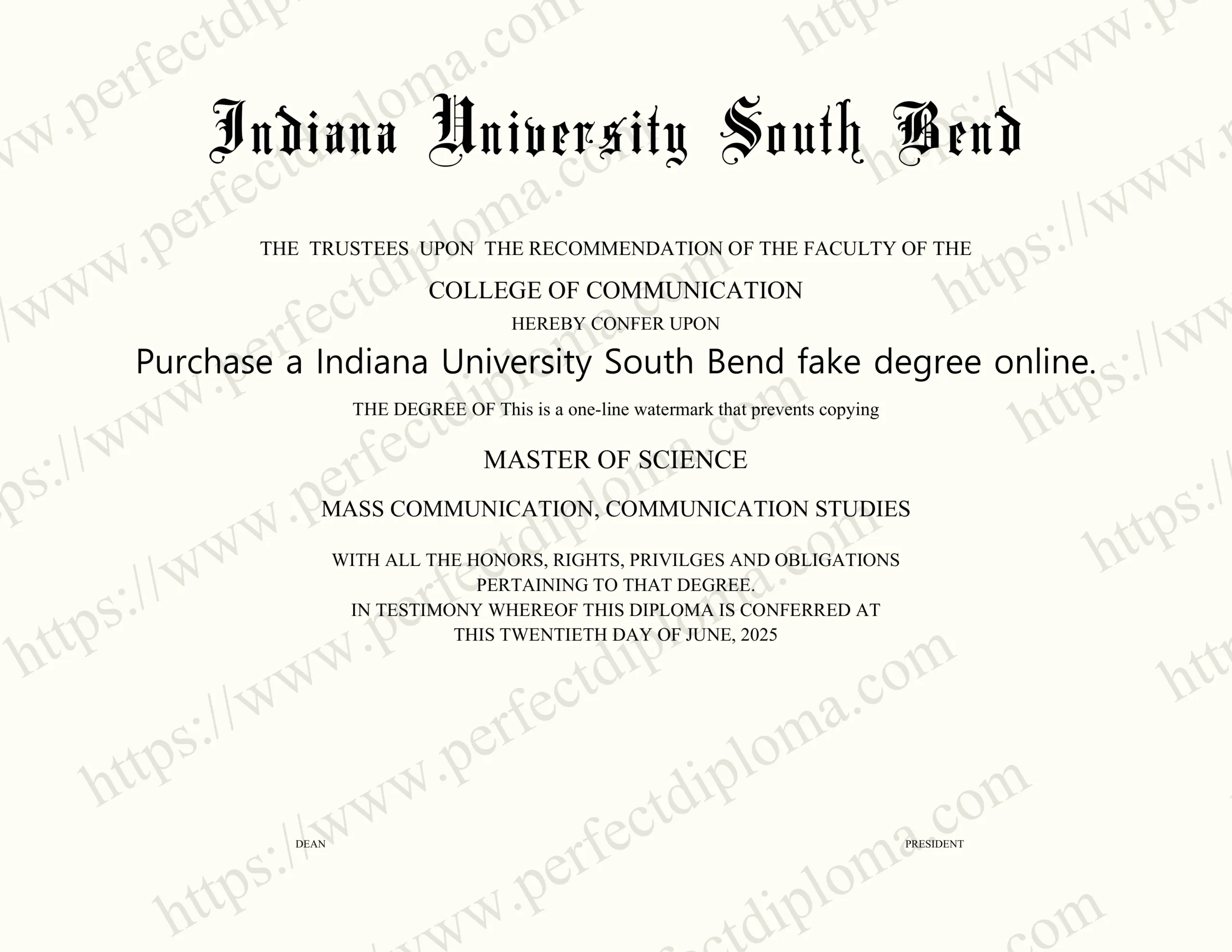 Purchase a Indiana University South Bend fake degree online.