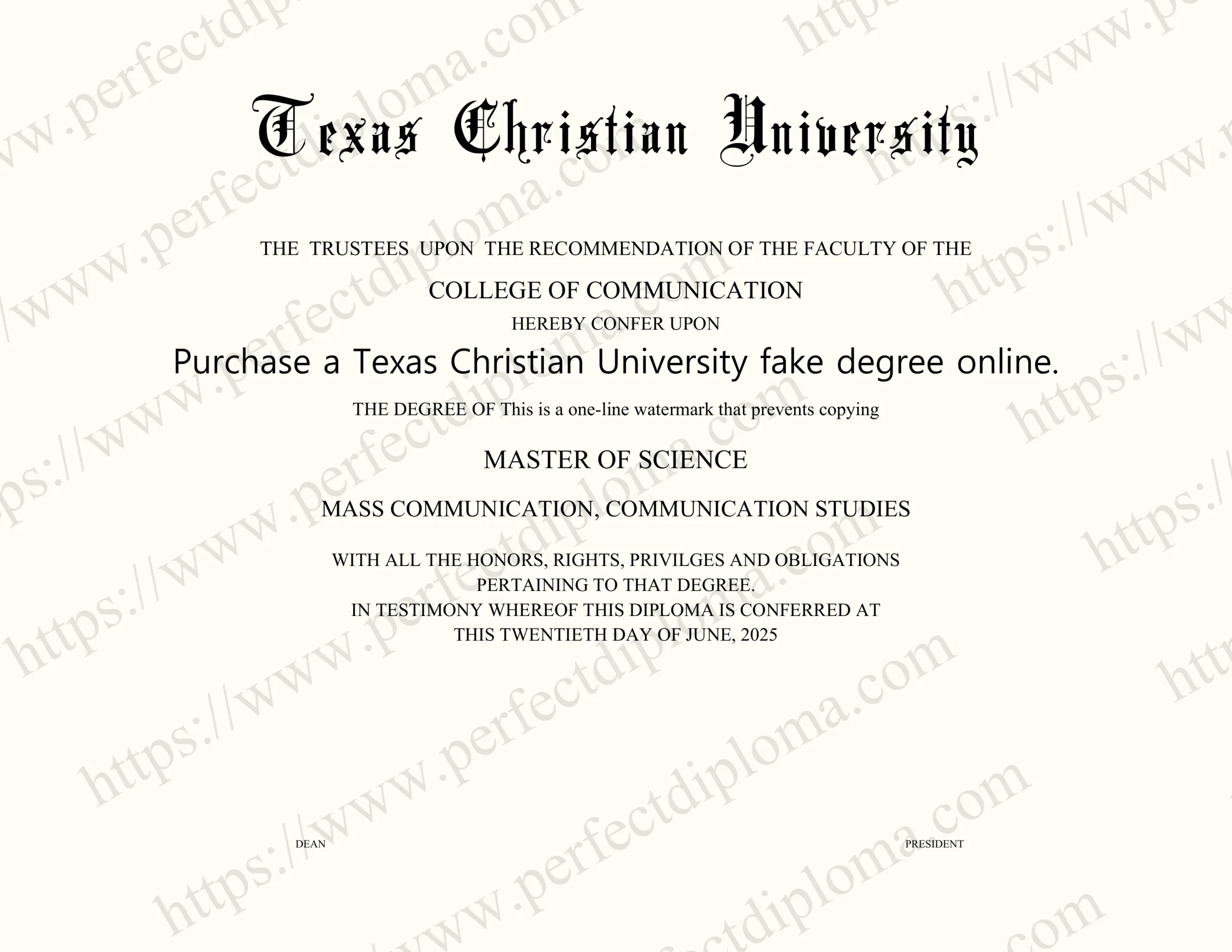Purchase a Texas Christian University fake degree online.