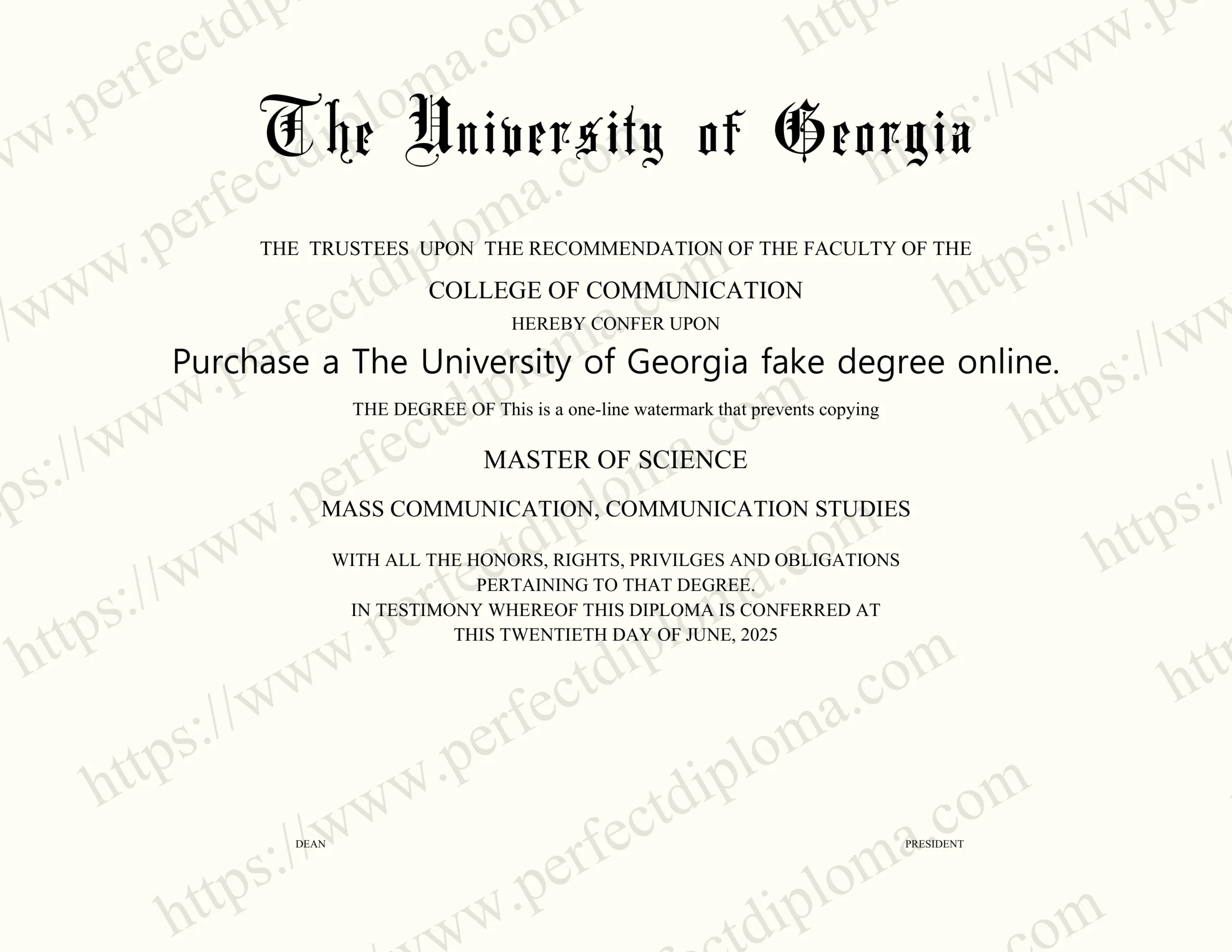 Purchase a The University of Georgia fake degree online.