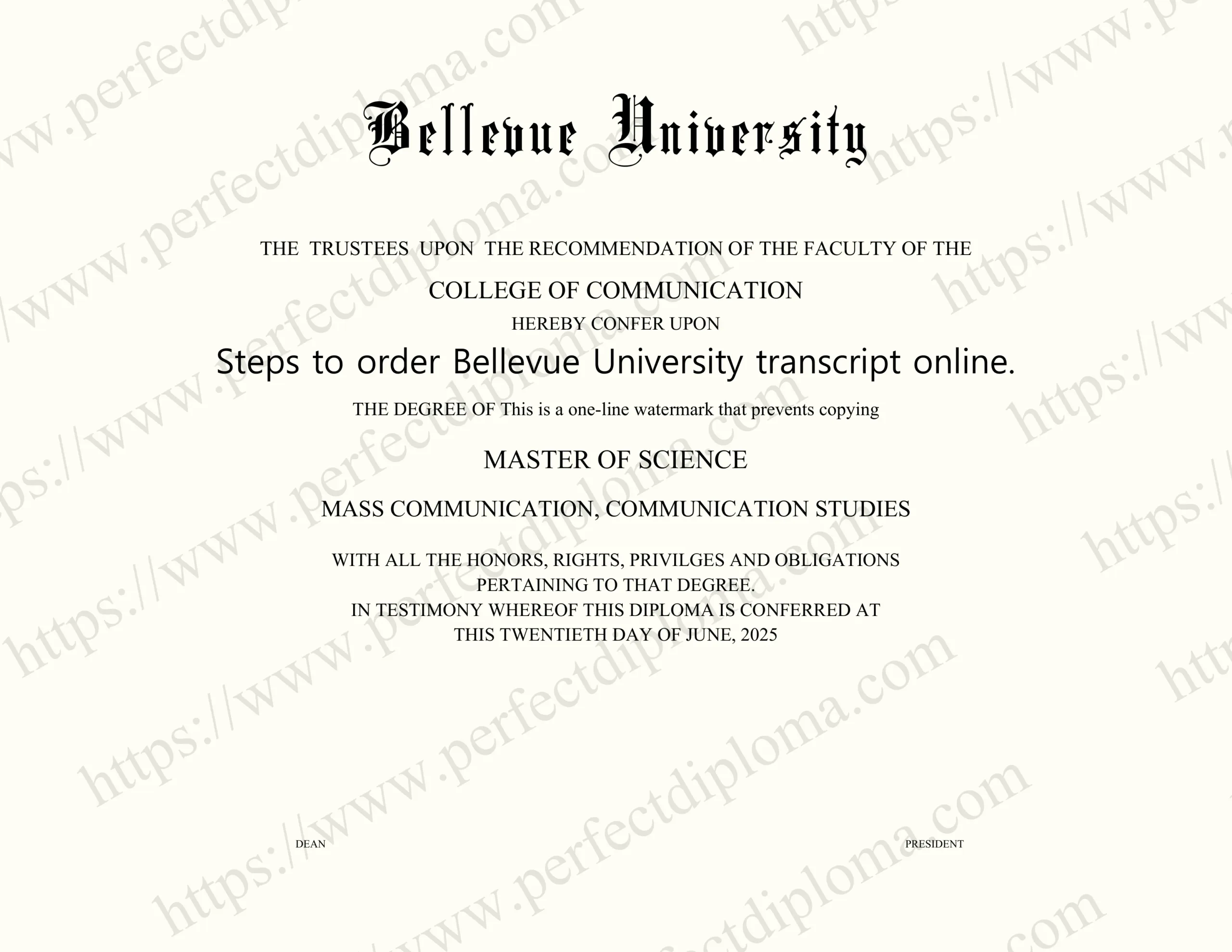 Steps to order Bellevue University transcript online.