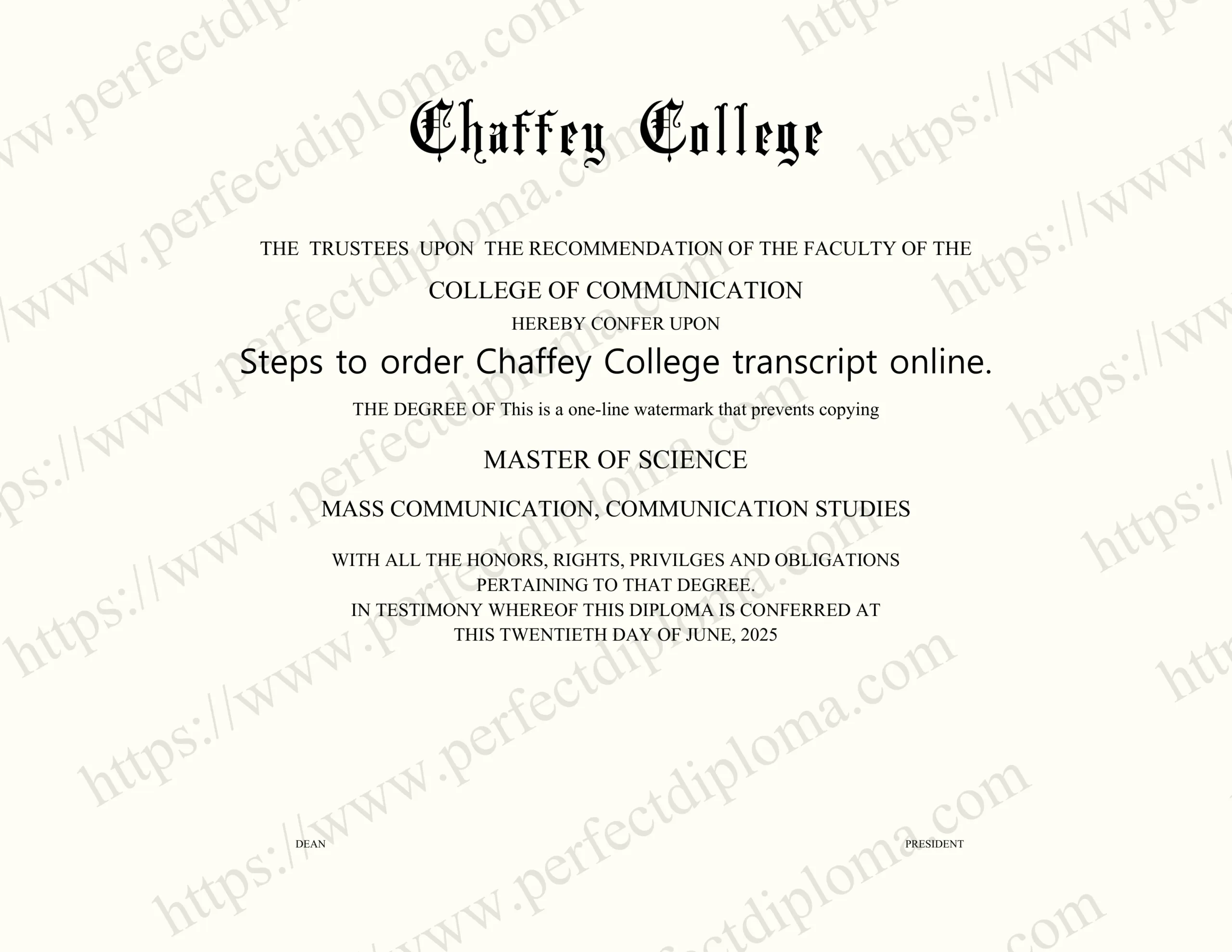 Steps to order Chaffey College transcript online.
