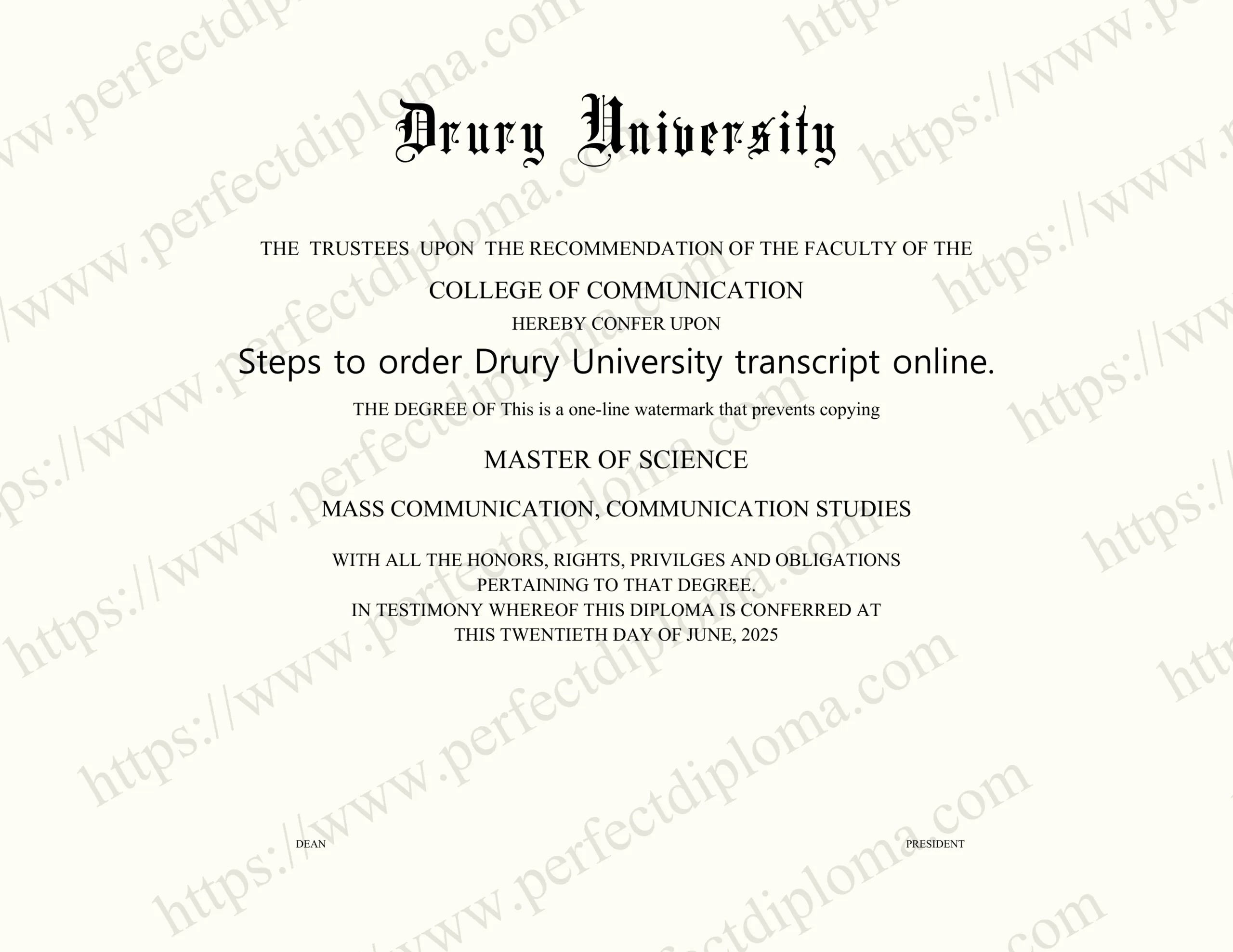 Steps to order Drury University transcript online.