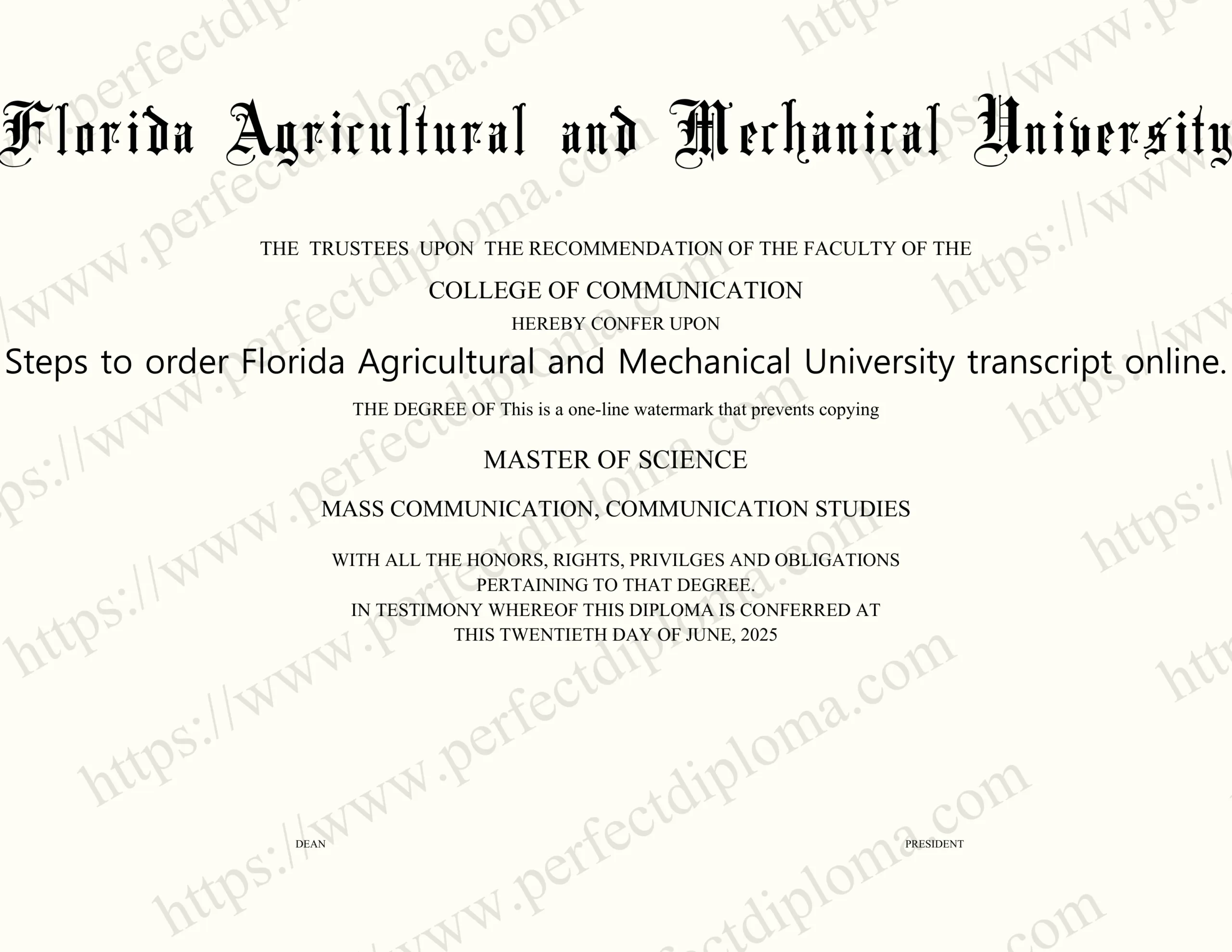 Steps to order Florida Agricultural and Mechanical University transcript online.