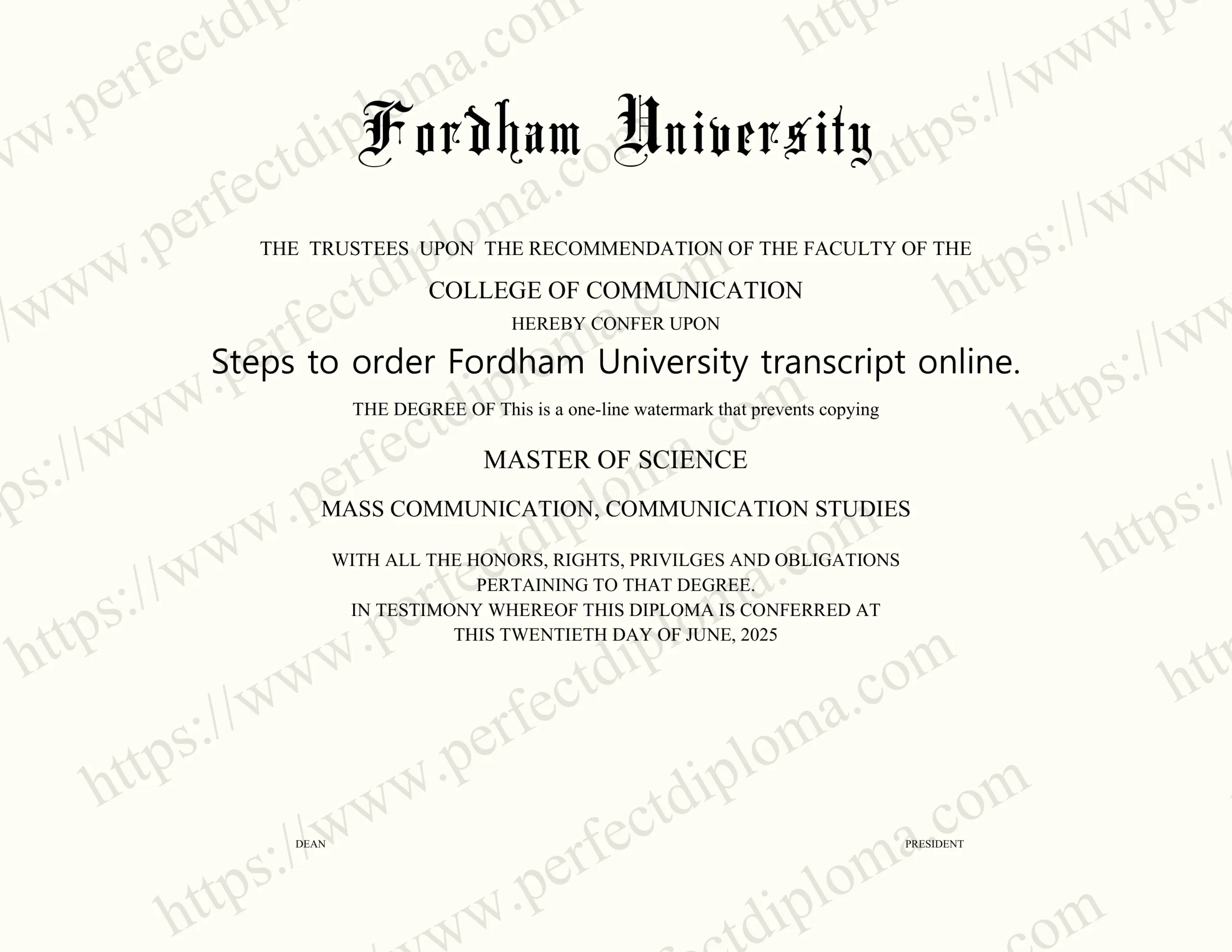 Steps to order Fordham University transcript online.