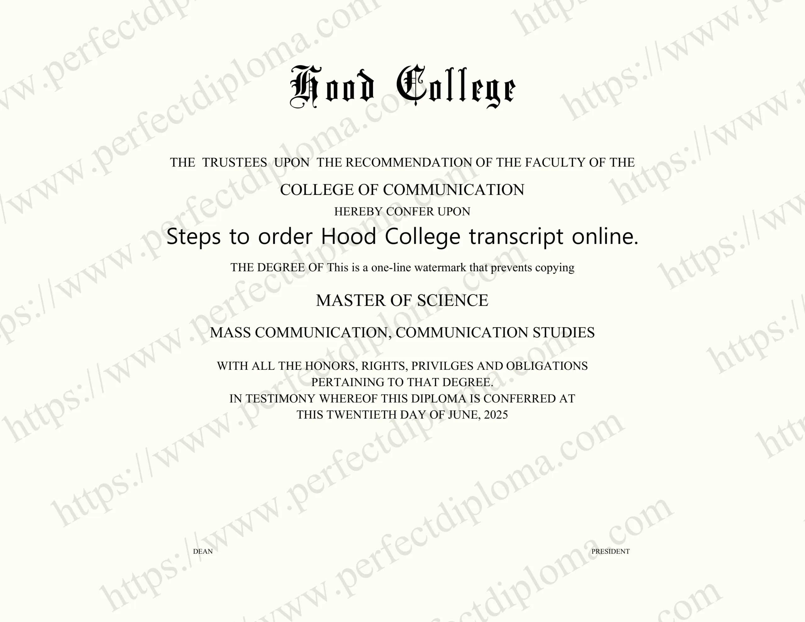 Steps to order Hood College transcript online.