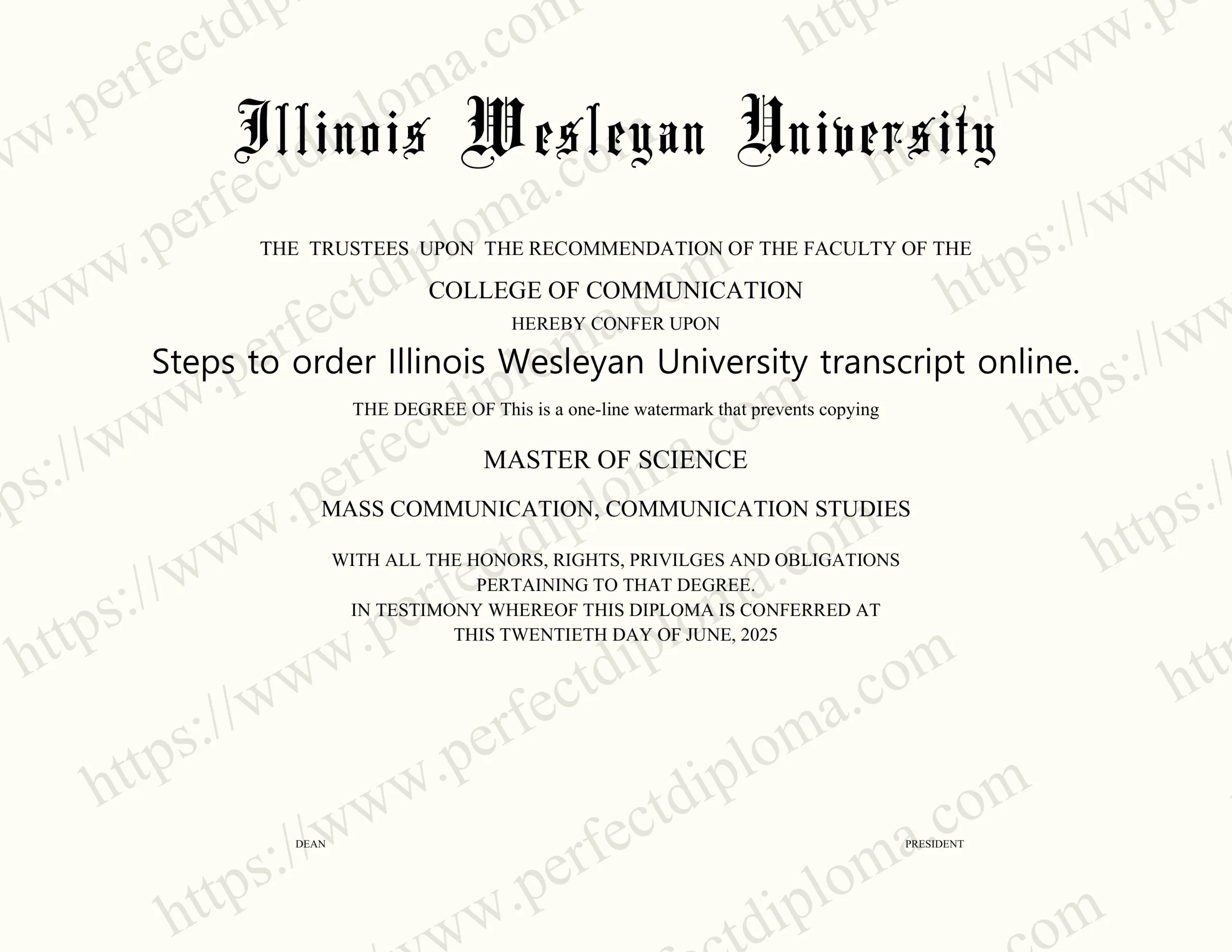 Steps to order Illinois Wesleyan University transcript online.