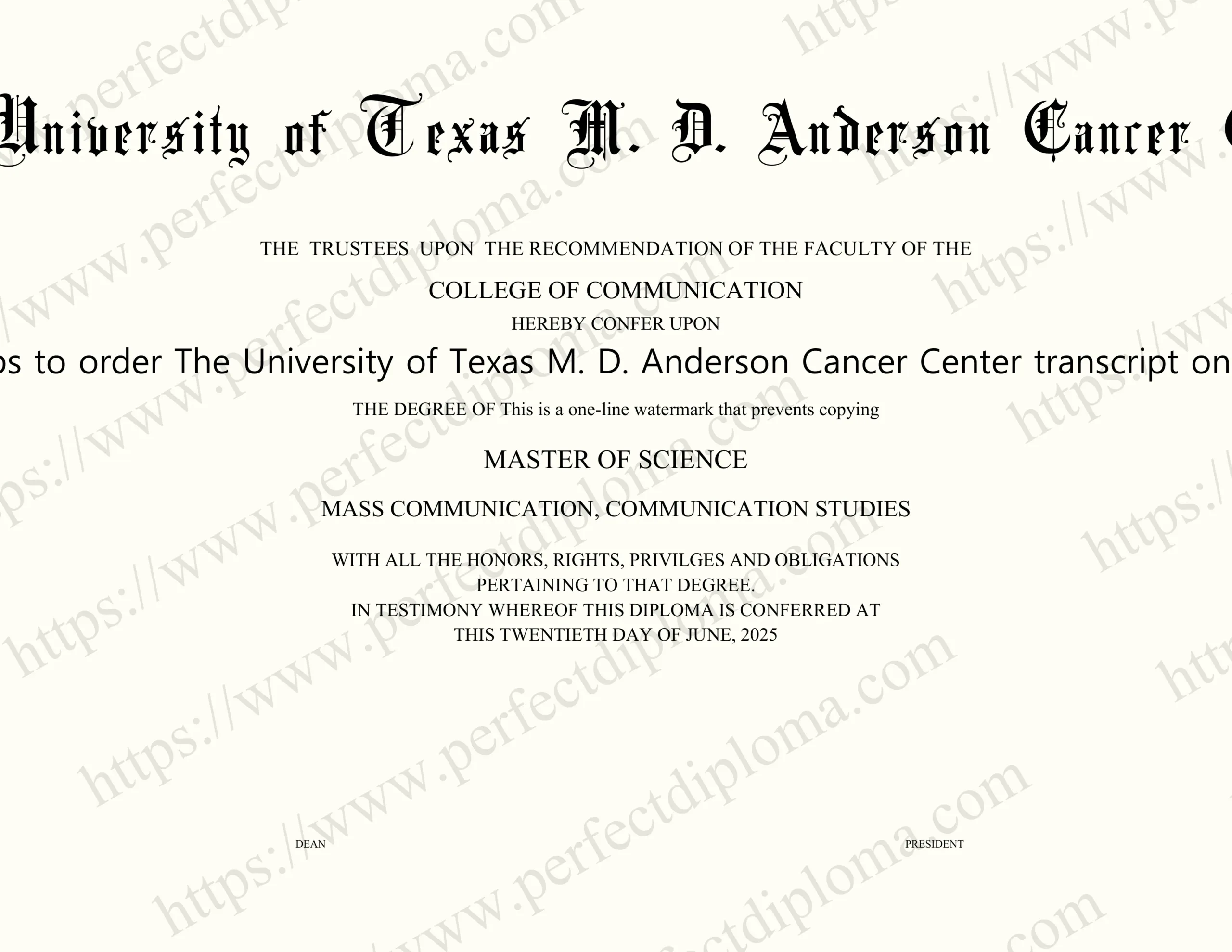 Steps to order The University of Texas M. D. Anderson Cancer Center transcript online.