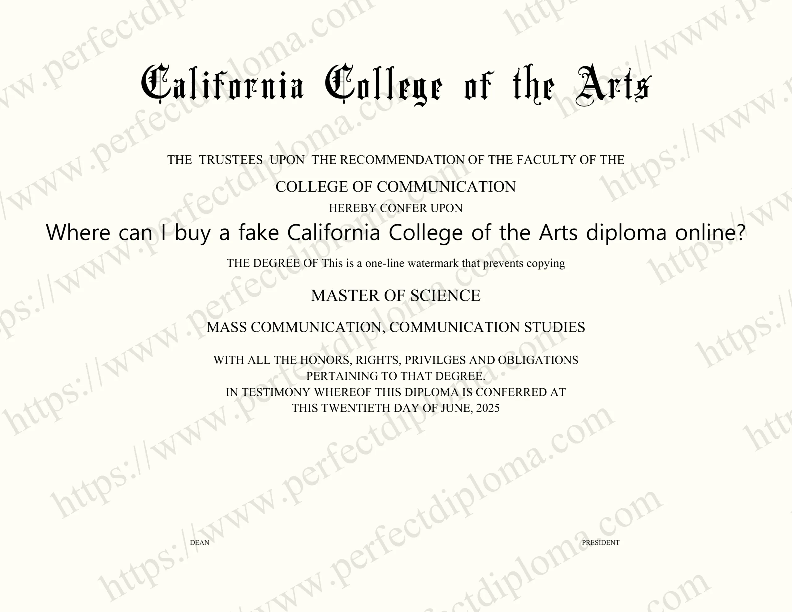 Where can I buy a fake California College of the Arts diploma online?