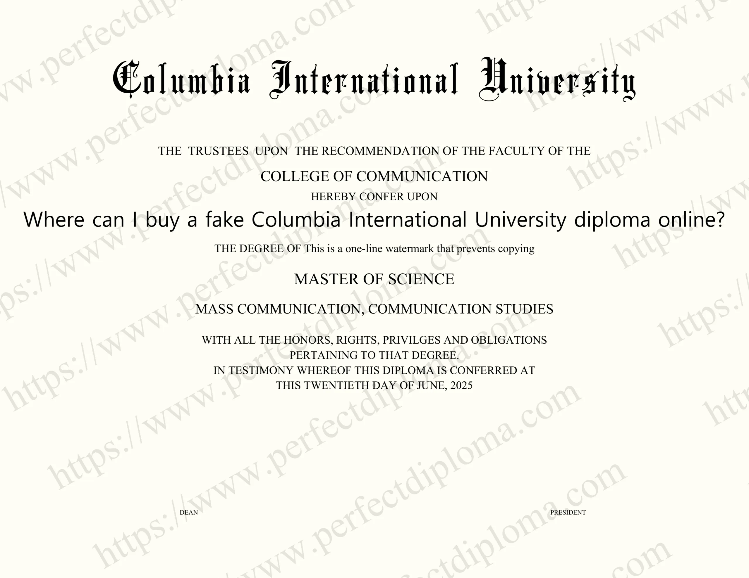 Where can I buy a fake Columbia International University diploma online?