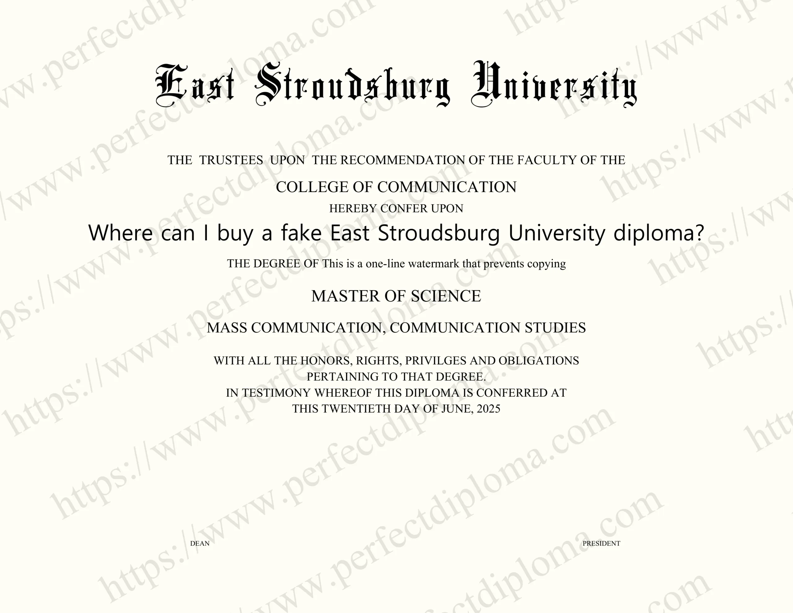 Where can I buy a fake East Stroudsburg University diploma?