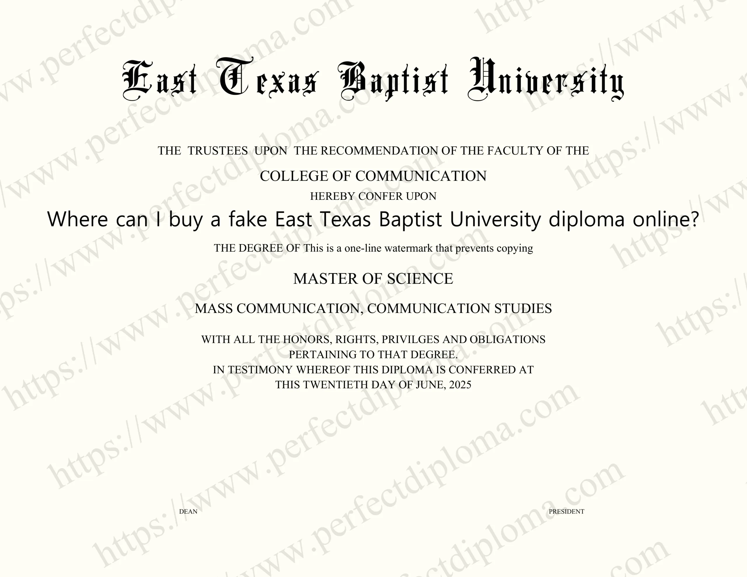 Where can I buy a fake East Texas Baptist University diploma online?
