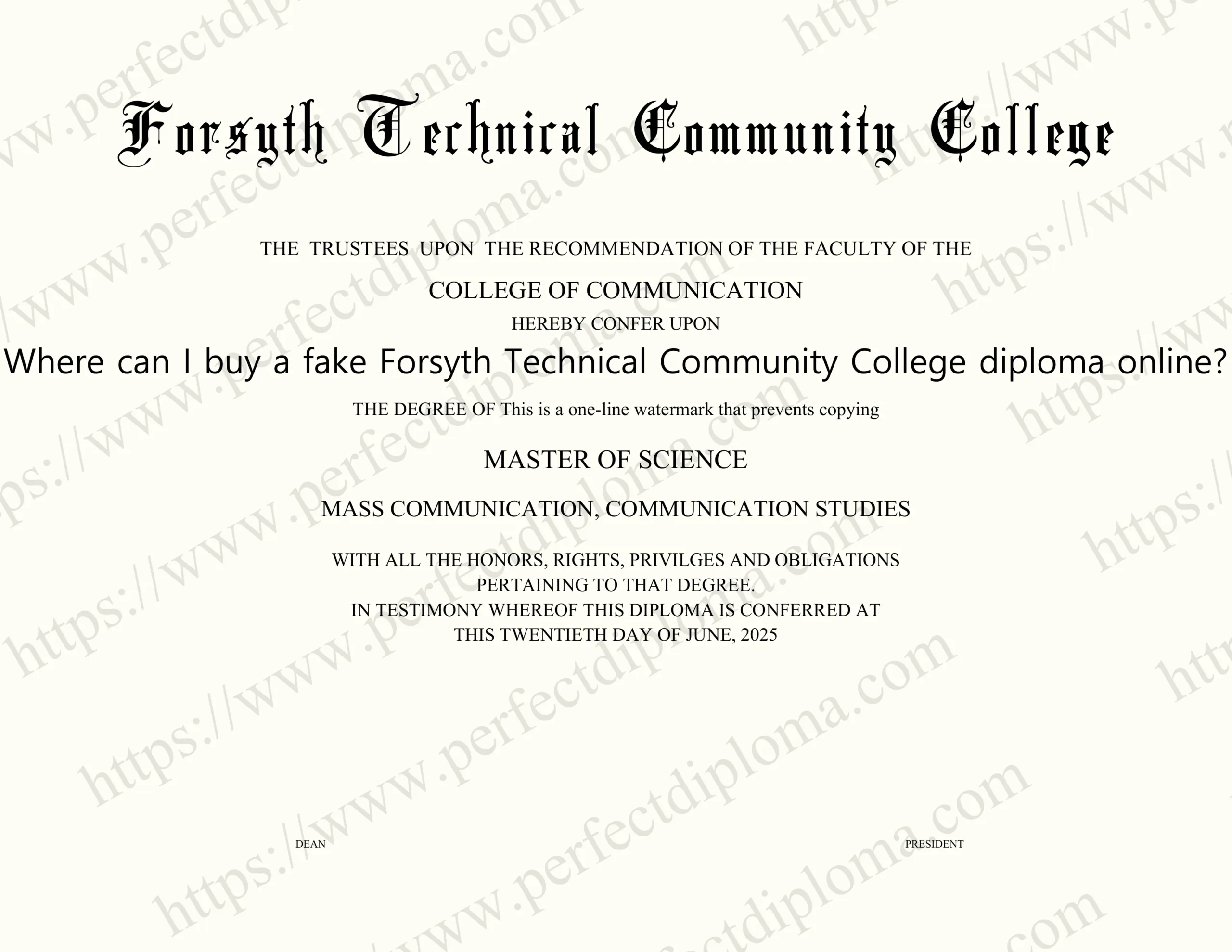 Where can I buy a fake Forsyth Technical Community College diploma online?