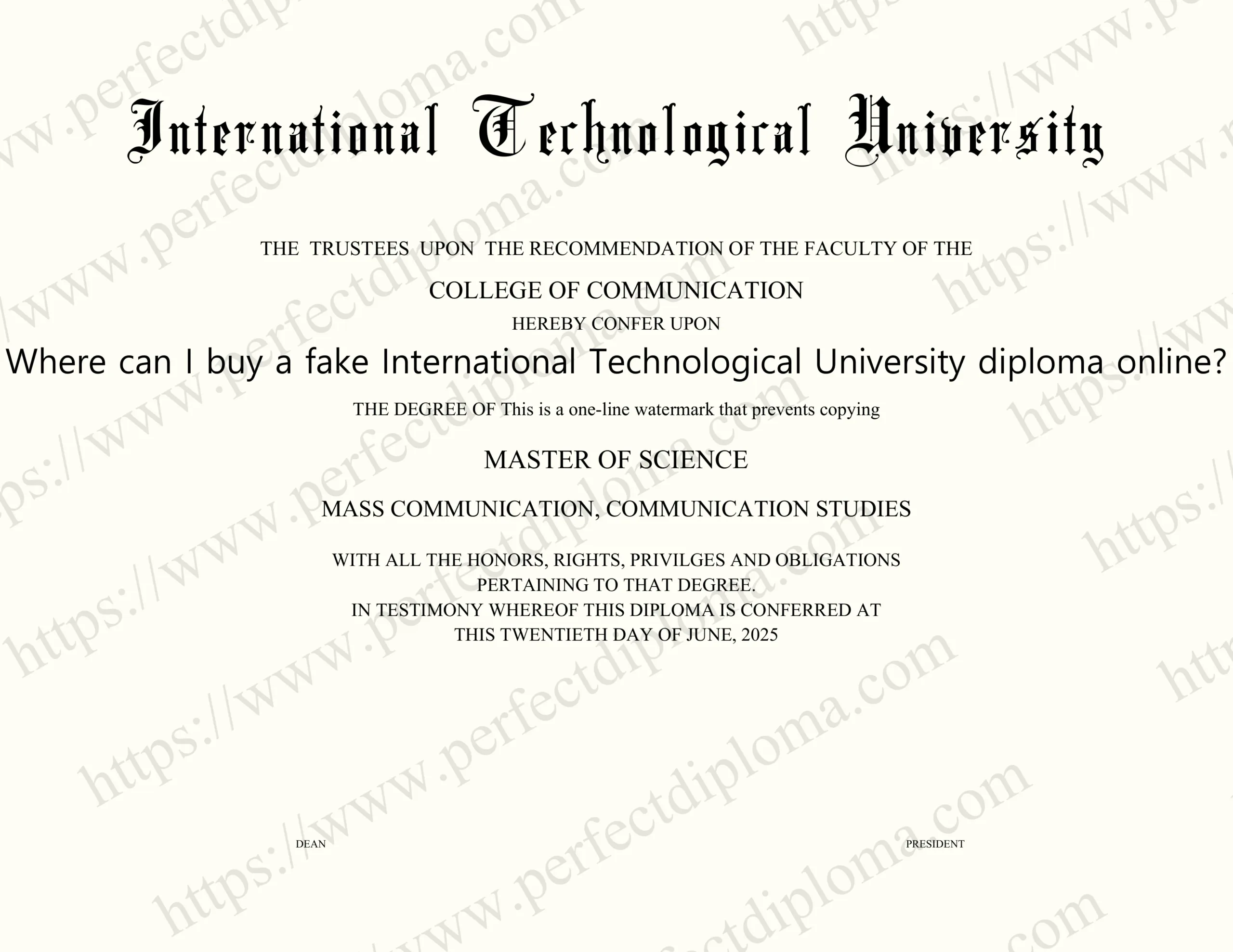 Where can I buy a fake International Technological University diploma online?