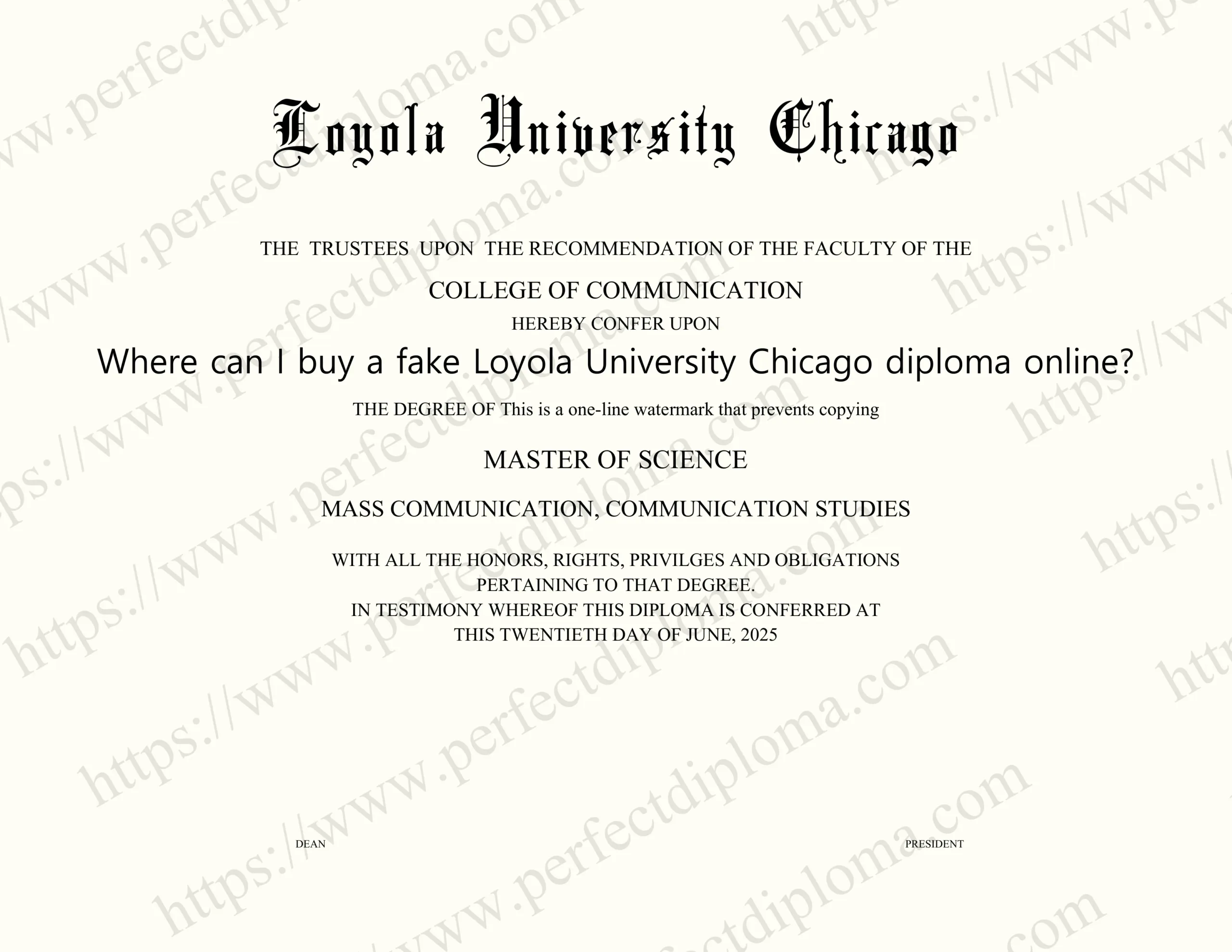 Where can I buy a fake Loyola University Chicago diploma online?